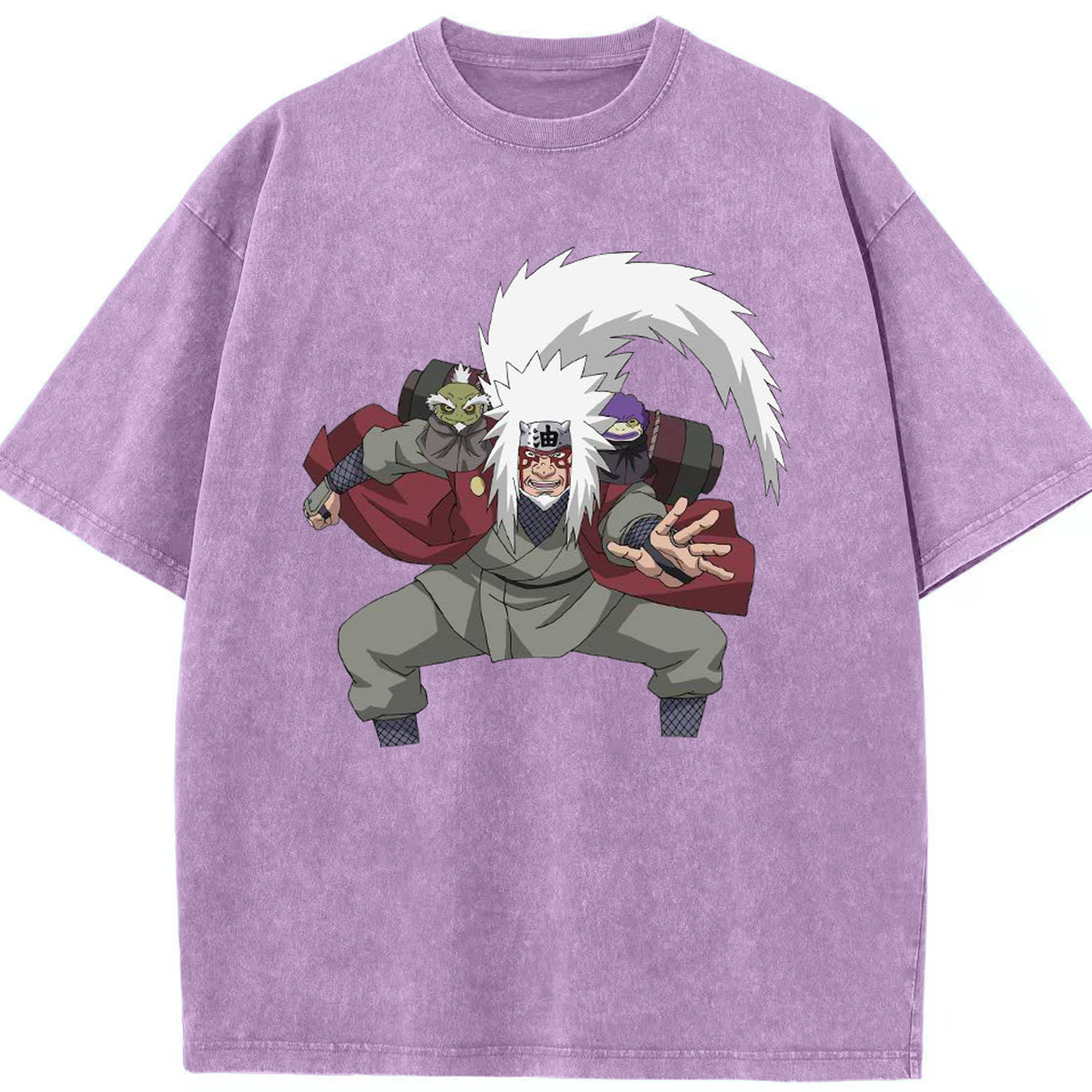 （画像用） NARUTO -ナルト- 自来也（じらいや） Jiraiya 綿100% ヴィンテージ風 半袖Tシャツ（フロントプリント）