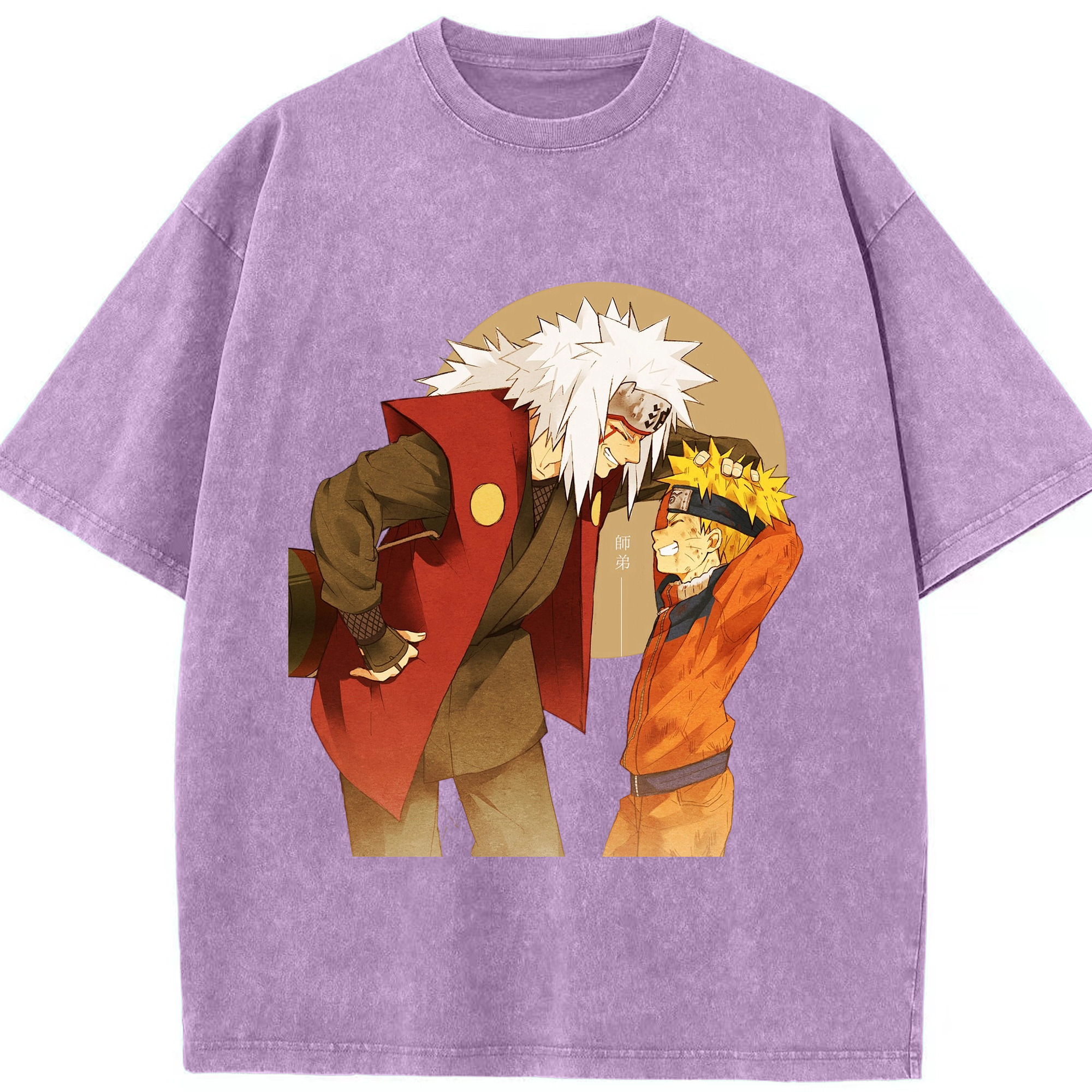 （画像用） NARUTO -ナルト- 自来也（じらいや） Jiraiya 綿100% ヴィンテージ風 半袖Tシャツ（フロントプリント）