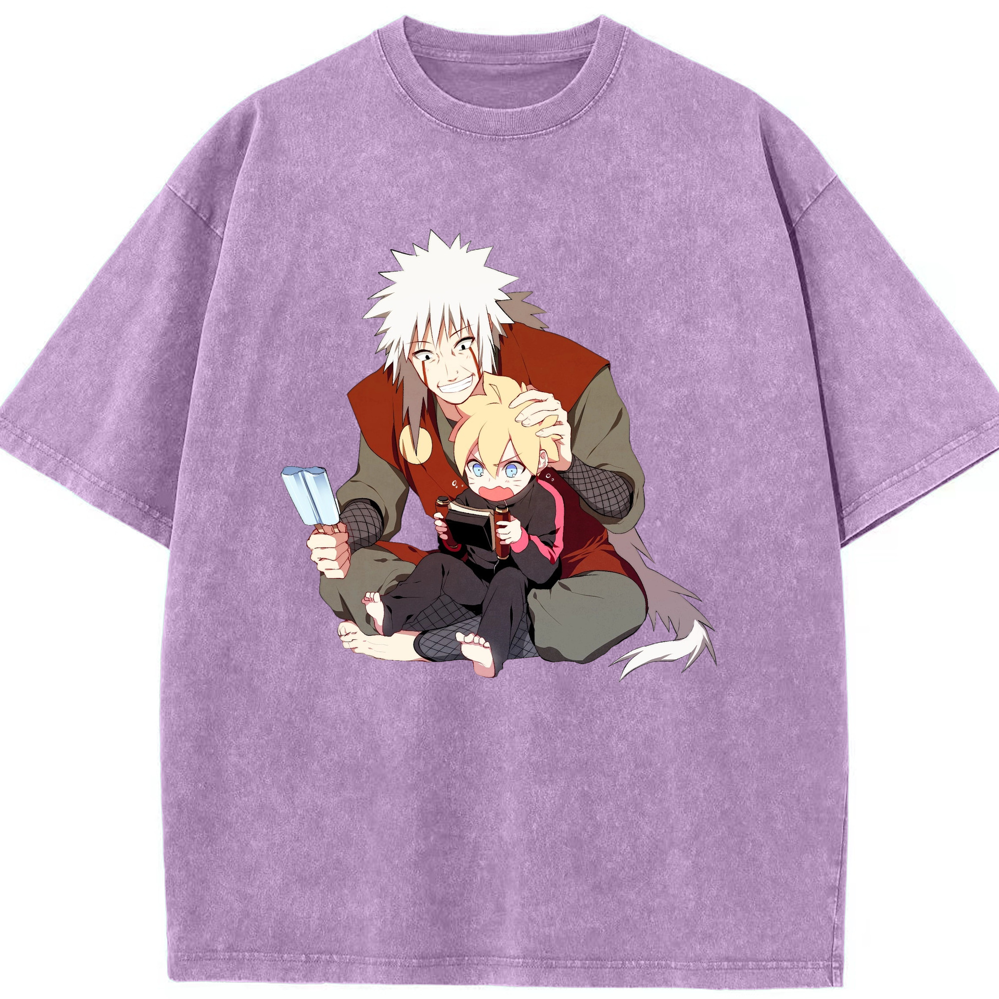 （画像用） NARUTO -ナルト- 自来也（じらいや） Jiraiya 綿100% ヴィンテージ風 半袖Tシャツ（フロントプリント）