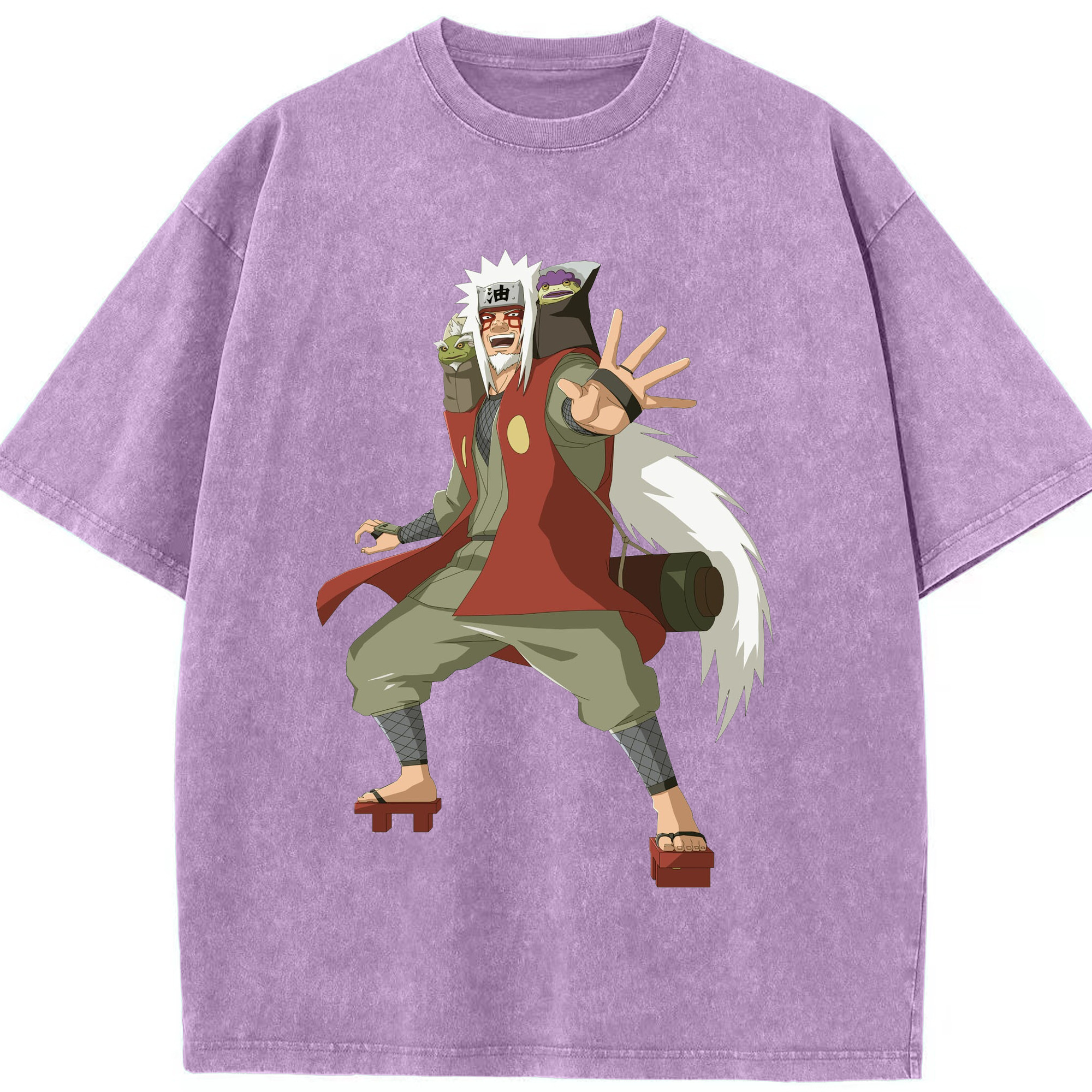 （画像用） NARUTO -ナルト- 自来也（じらいや） Jiraiya 綿100% ヴィンテージ風 半袖Tシャツ（フロントプリント）
