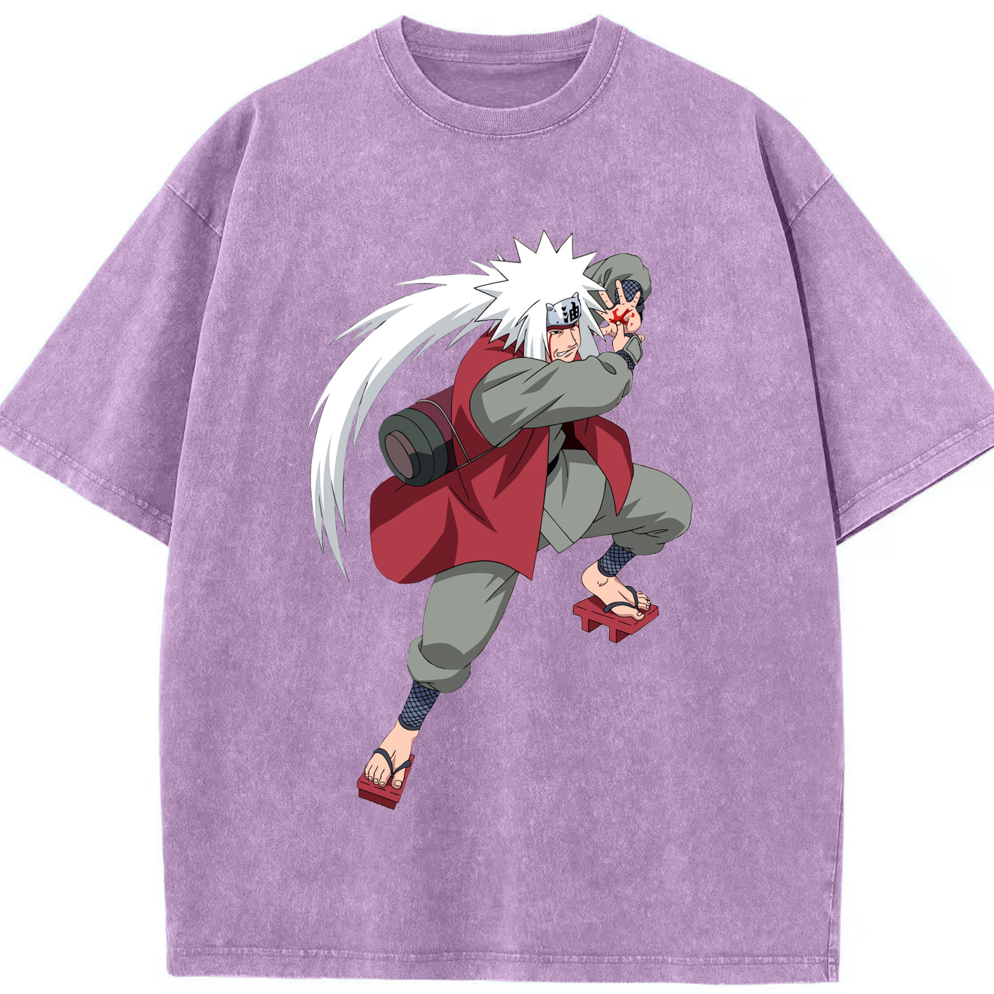 （画像用） NARUTO -ナルト- 自来也（じらいや） Jiraiya 綿100% ヴィンテージ風 半袖Tシャツ（フロントプリント）