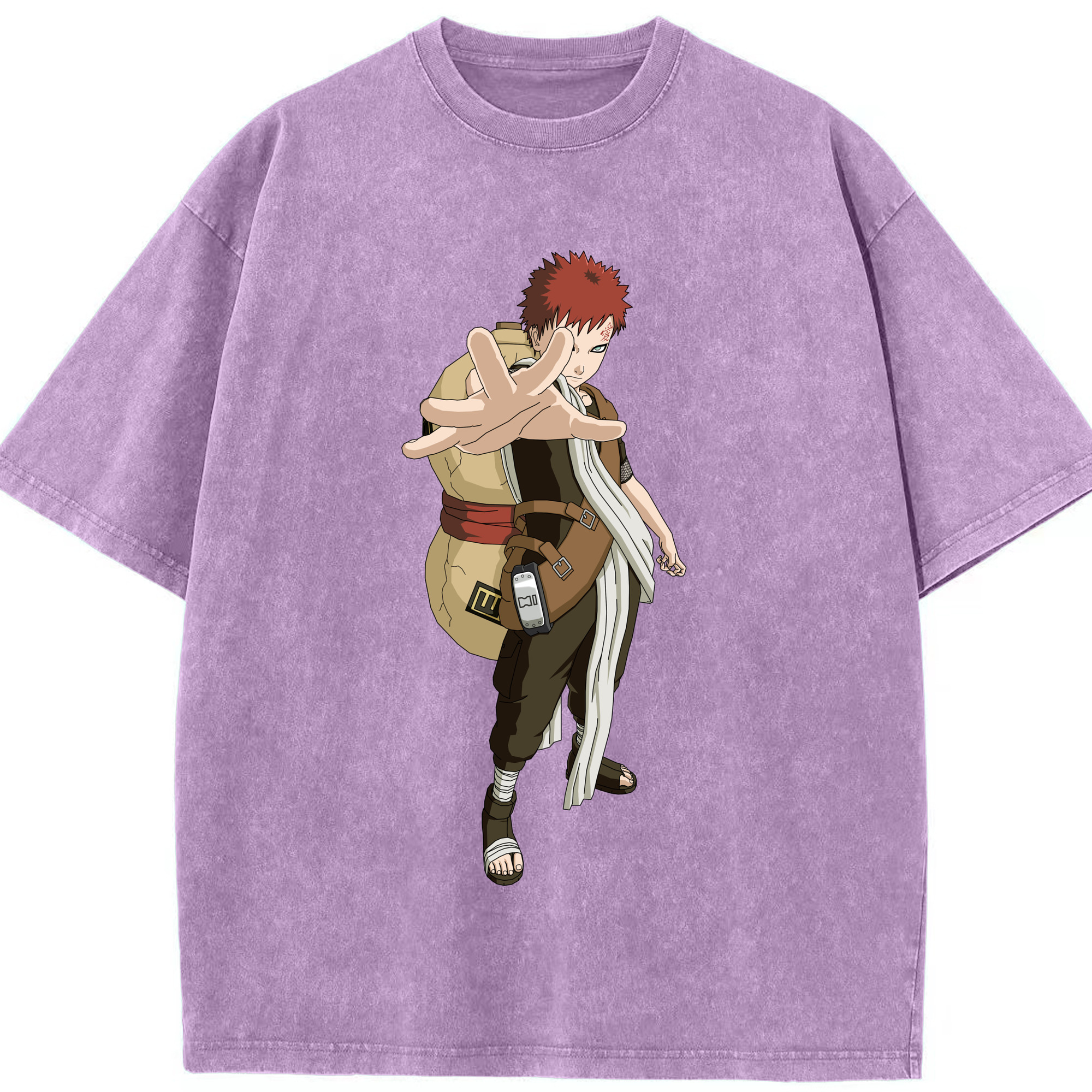 （画像用） NARUTO -ナルト- ガアラ Gaara 綿100% ヴィンテージ風 半袖Tシャツ（フロントプリント）