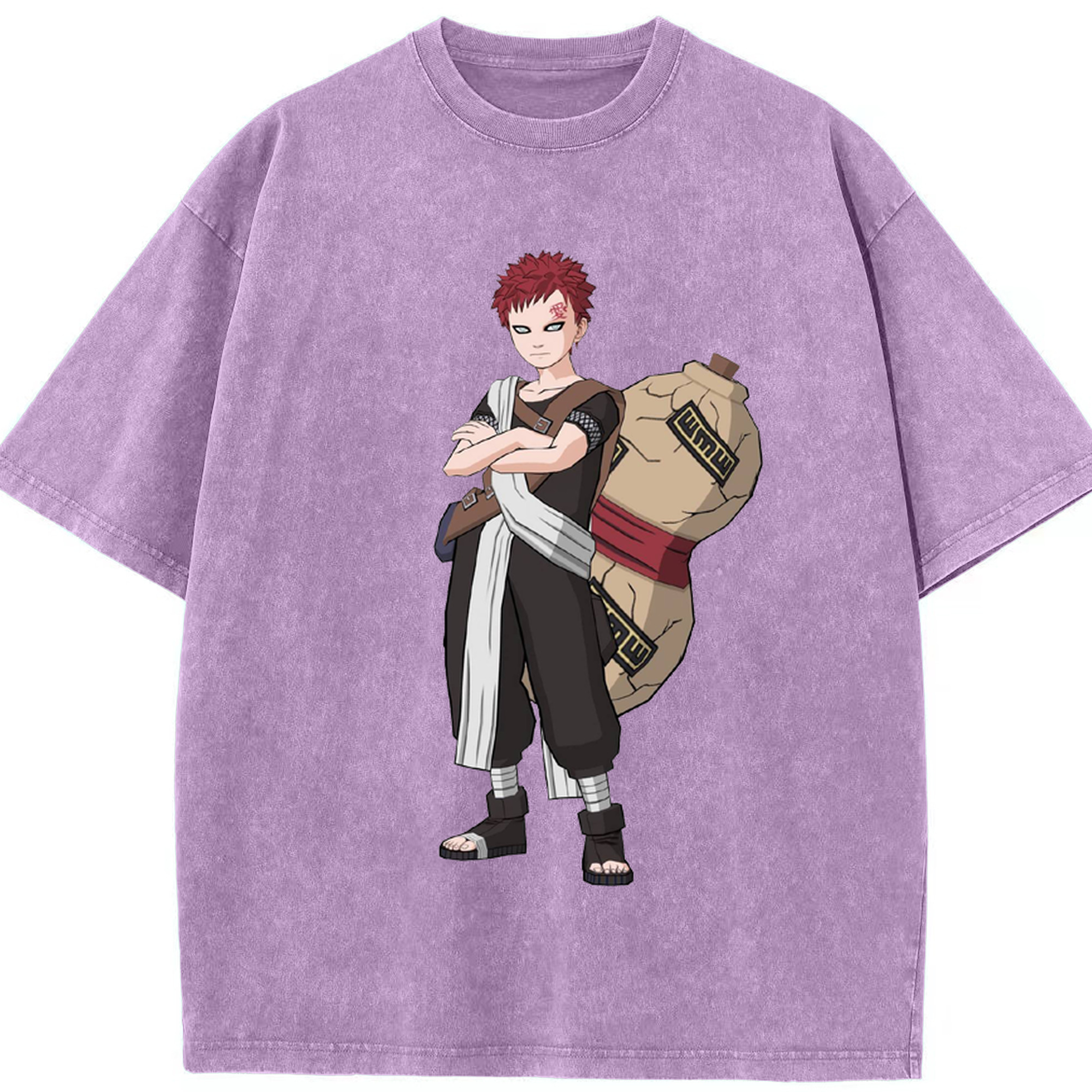 （画像用） NARUTO -ナルト- ガアラ Gaara 綿100% ヴィンテージ風 半袖Tシャツ（フロントプリント）