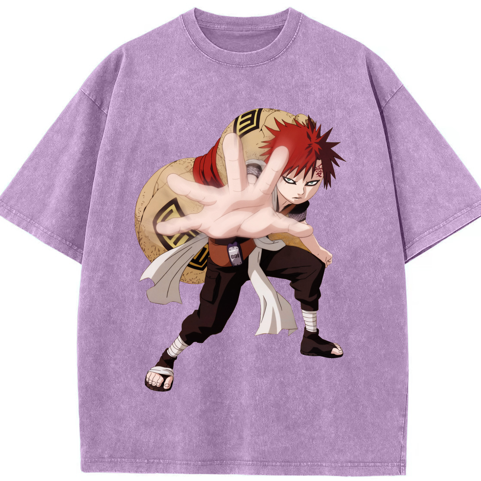 （画像用） NARUTO -ナルト- ガアラ Gaara 綿100% ヴィンテージ風 半袖Tシャツ（フロントプリント）