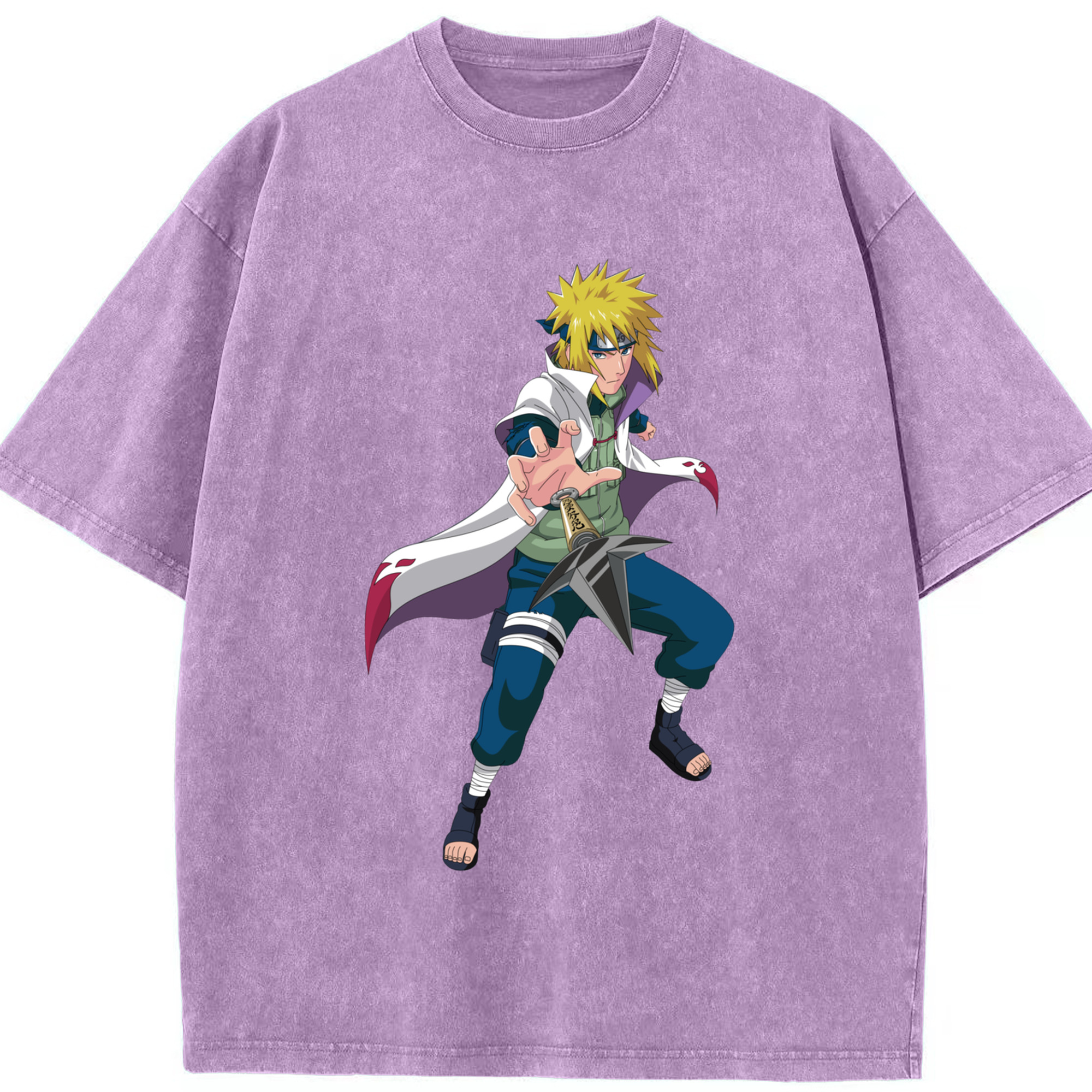 （画像用） NARUTO -ナルト- 波風 ミナト Namikaze Minato 綿100% ヴィンテージ風 半袖Tシャツ（フロントプリント）