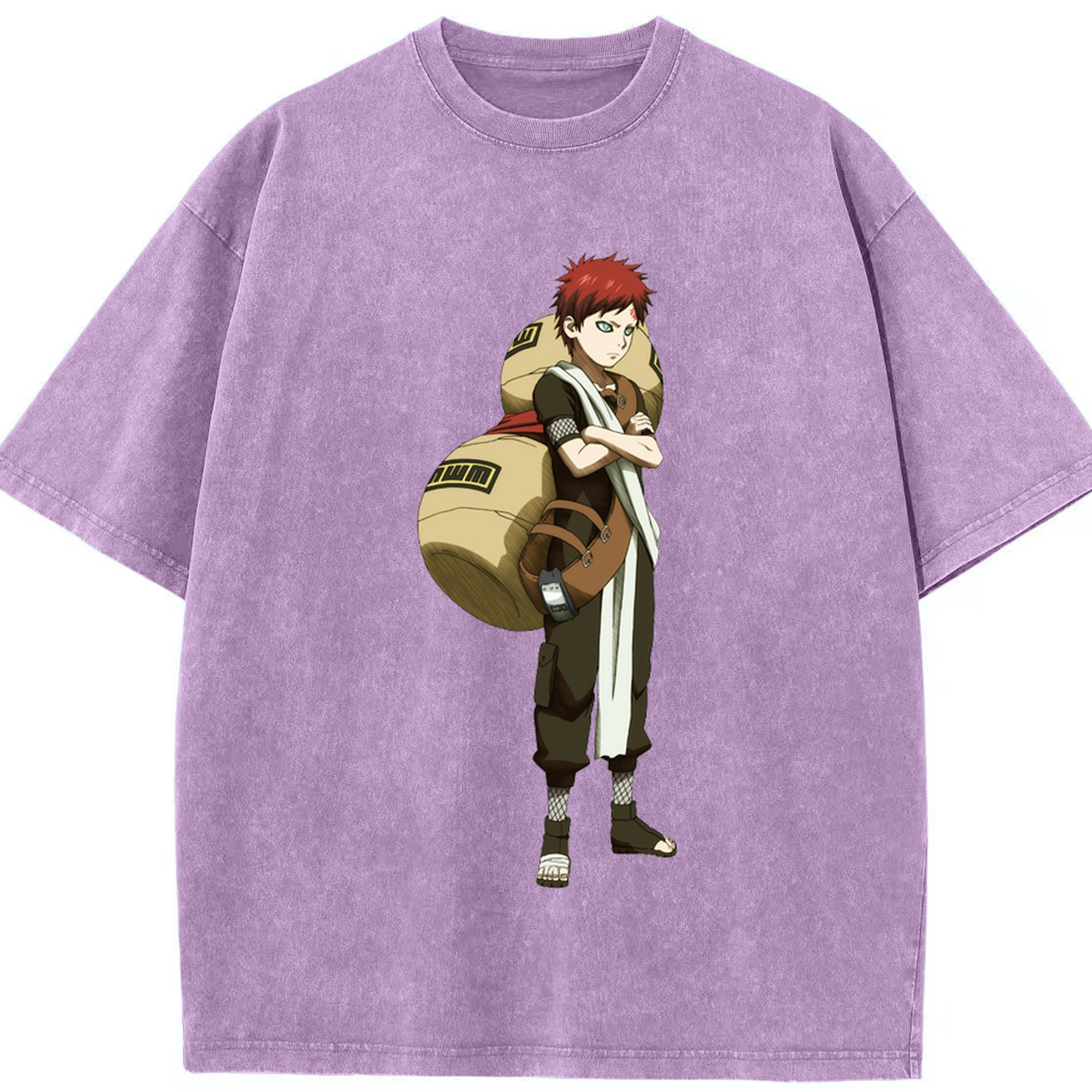 （画像用） NARUTO -ナルト- ガアラ Gaara 綿100% ヴィンテージ風 半袖Tシャツ（フロントプリント）