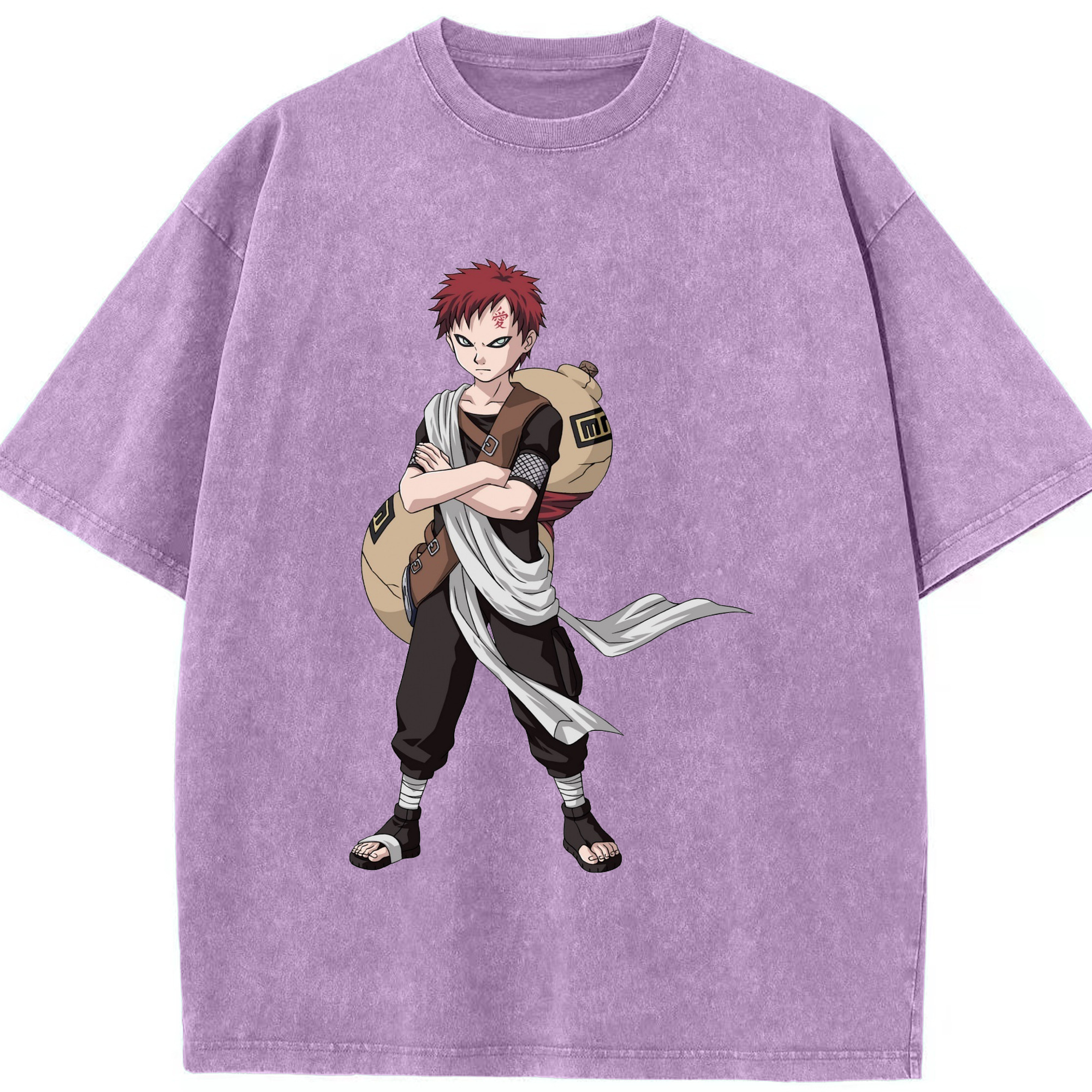 （画像用） NARUTO -ナルト- ガアラ Gaara 綿100% ヴィンテージ風 半袖Tシャツ（フロントプリント）