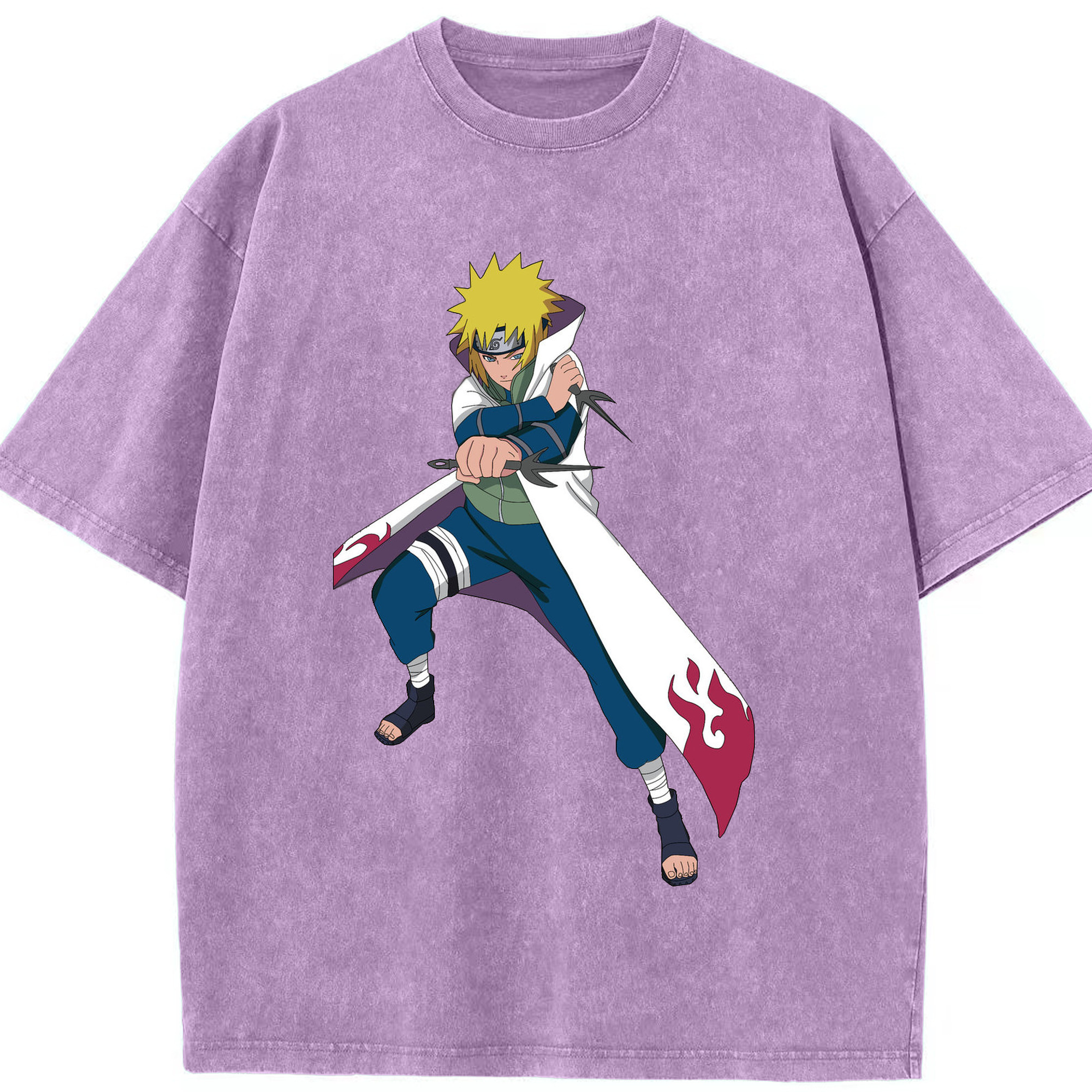 （画像用） NARUTO -ナルト- 波風 ミナト Namikaze Minato 綿100% ヴィンテージ風 半袖Tシャツ（フロントプリント）