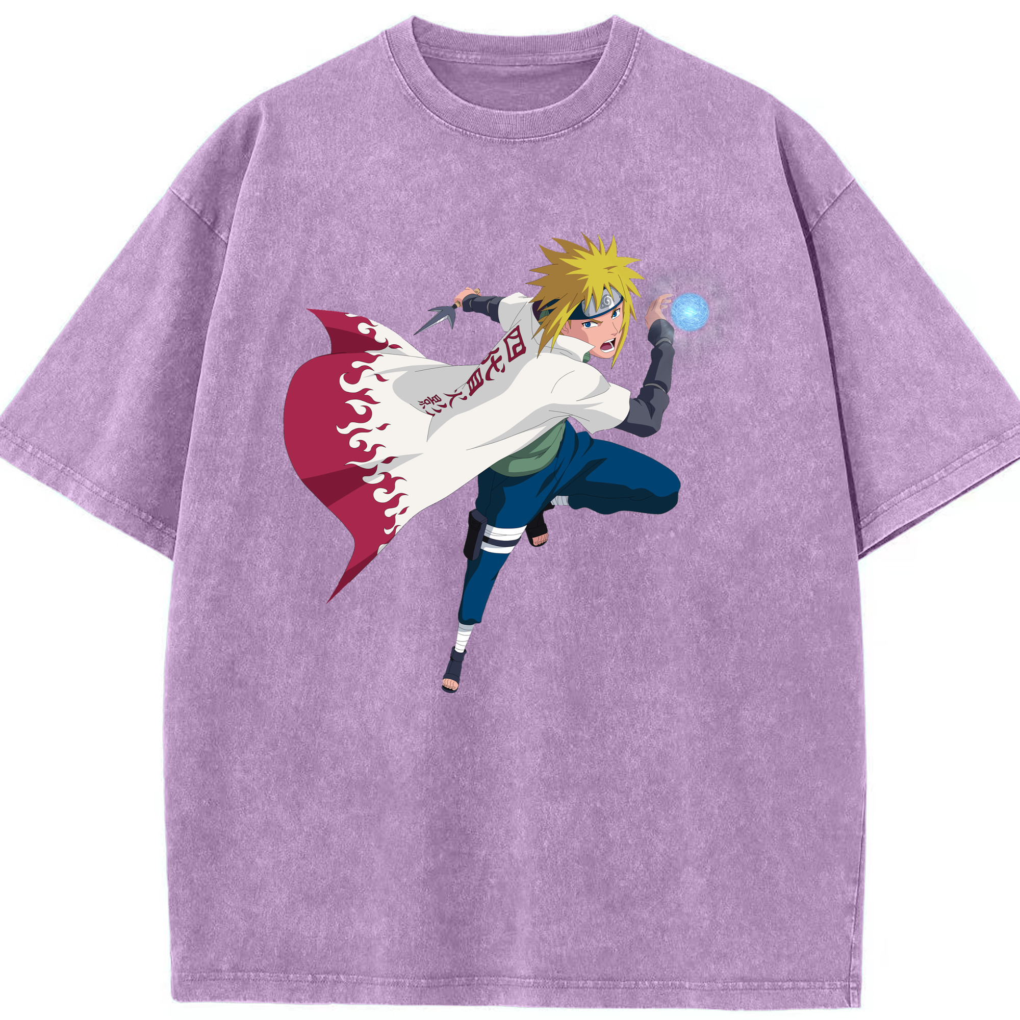 （画像用） NARUTO -ナルト- 波風 ミナト Namikaze Minato 綿100% ヴィンテージ風 半袖Tシャツ（フロントプリント）