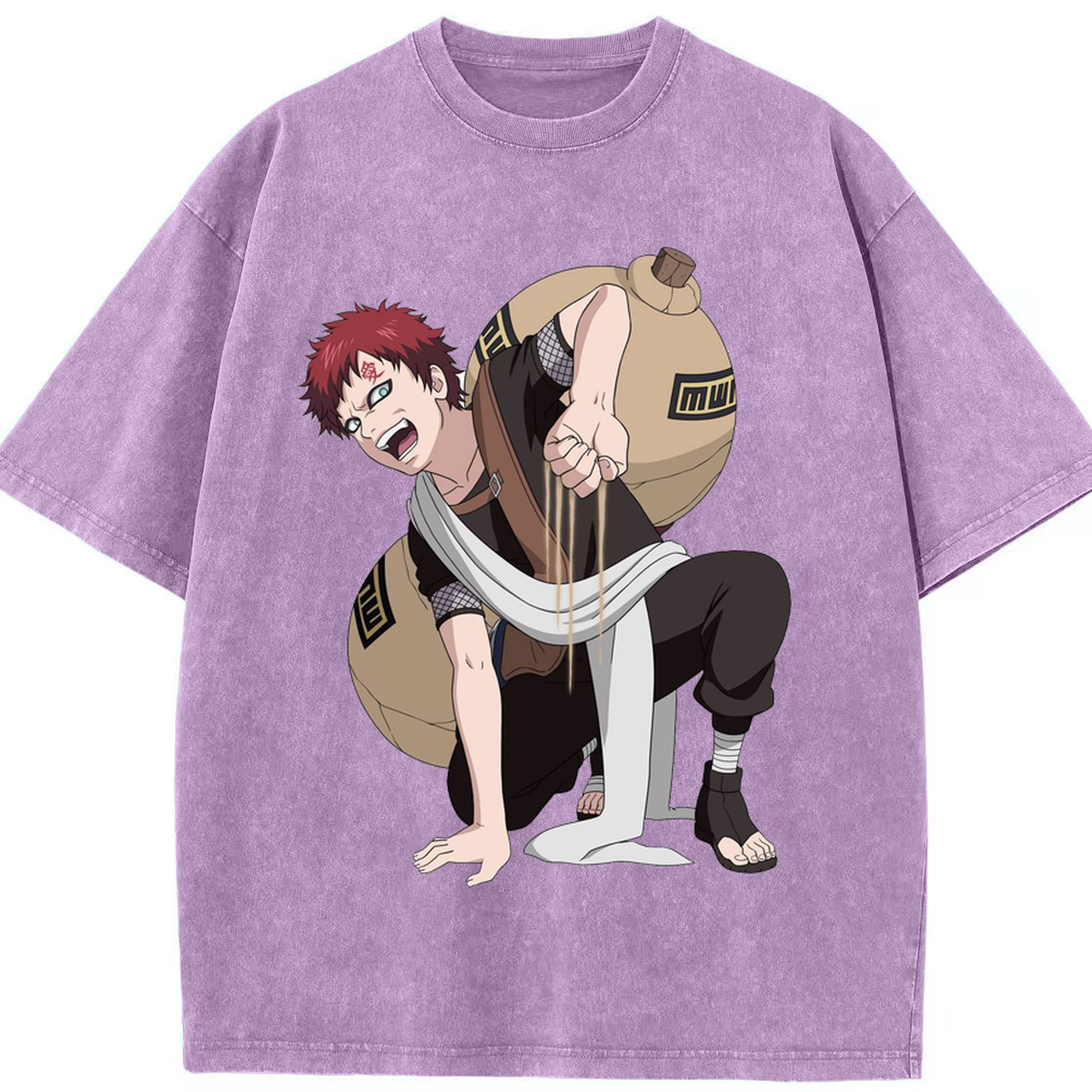 （画像用） NARUTO -ナルト- ガアラ Gaara 綿100% ヴィンテージ風 半袖Tシャツ（フロントプリント）