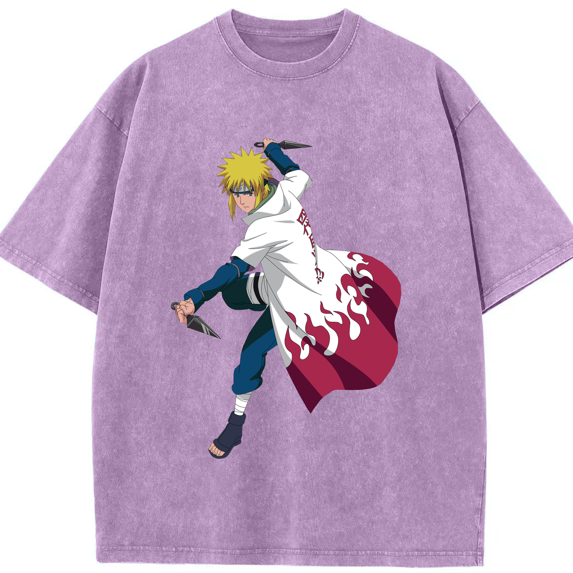 （画像用） NARUTO -ナルト- 波風 ミナト Namikaze Minato 綿100% ヴィンテージ風 半袖Tシャツ（フロントプリント）