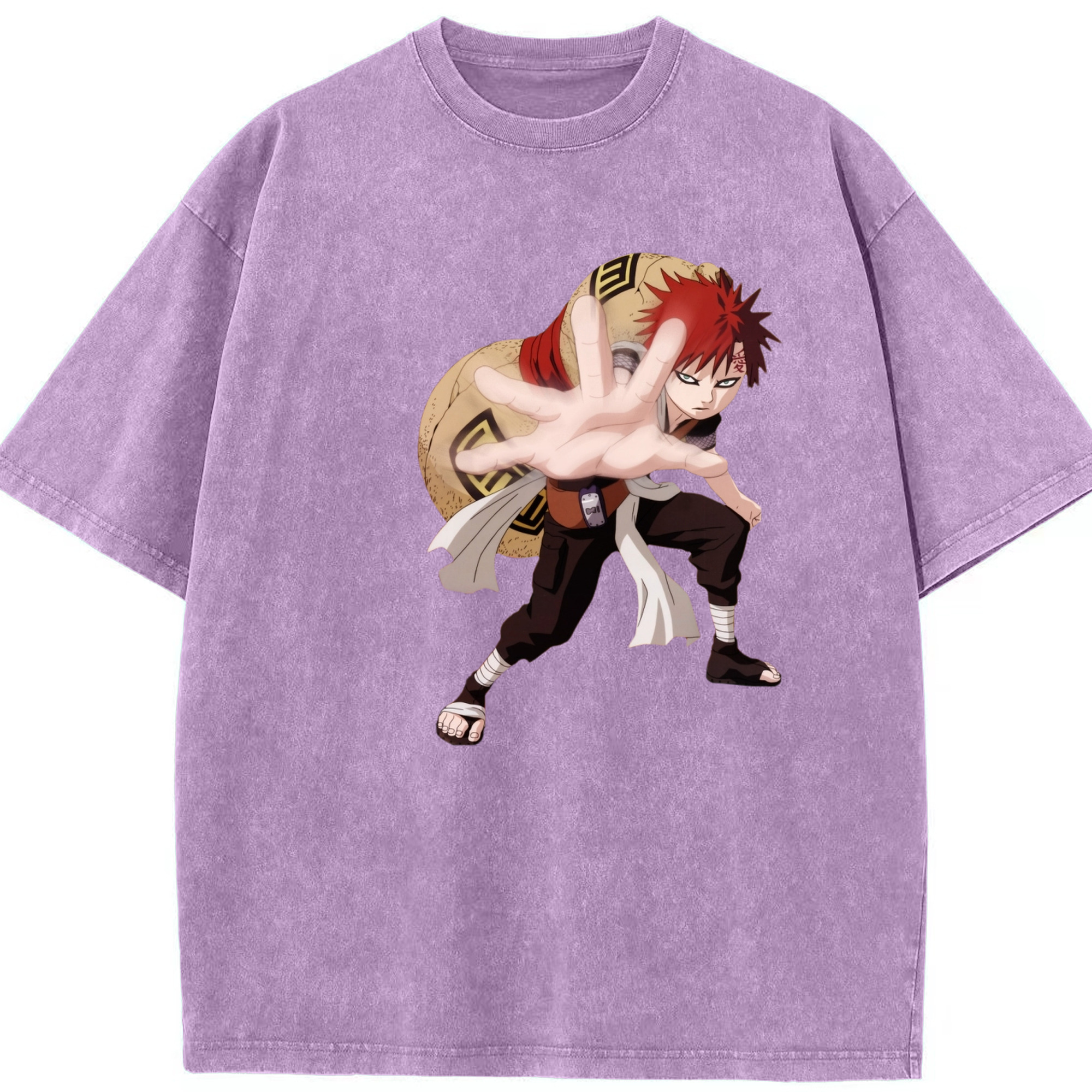 （画像用） NARUTO -ナルト- ガアラ Gaara 綿100% ヴィンテージ風 半袖Tシャツ（フロントプリント）
