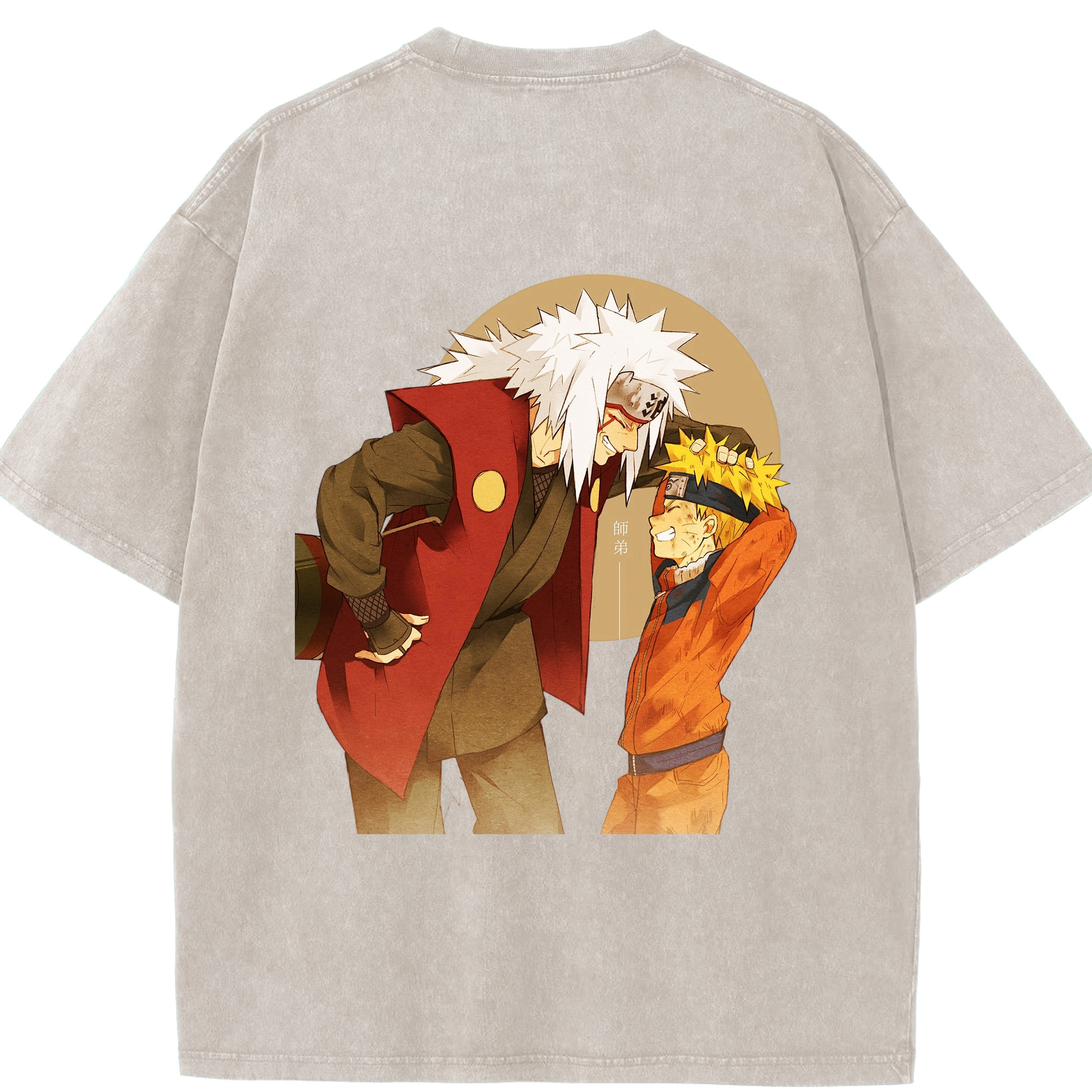 （画像用） NARUTO -ナルト- 自来也（じらいや） Jiraiya 綿100% ヴィンテージ風 半袖Tシャツ（背面プリント）