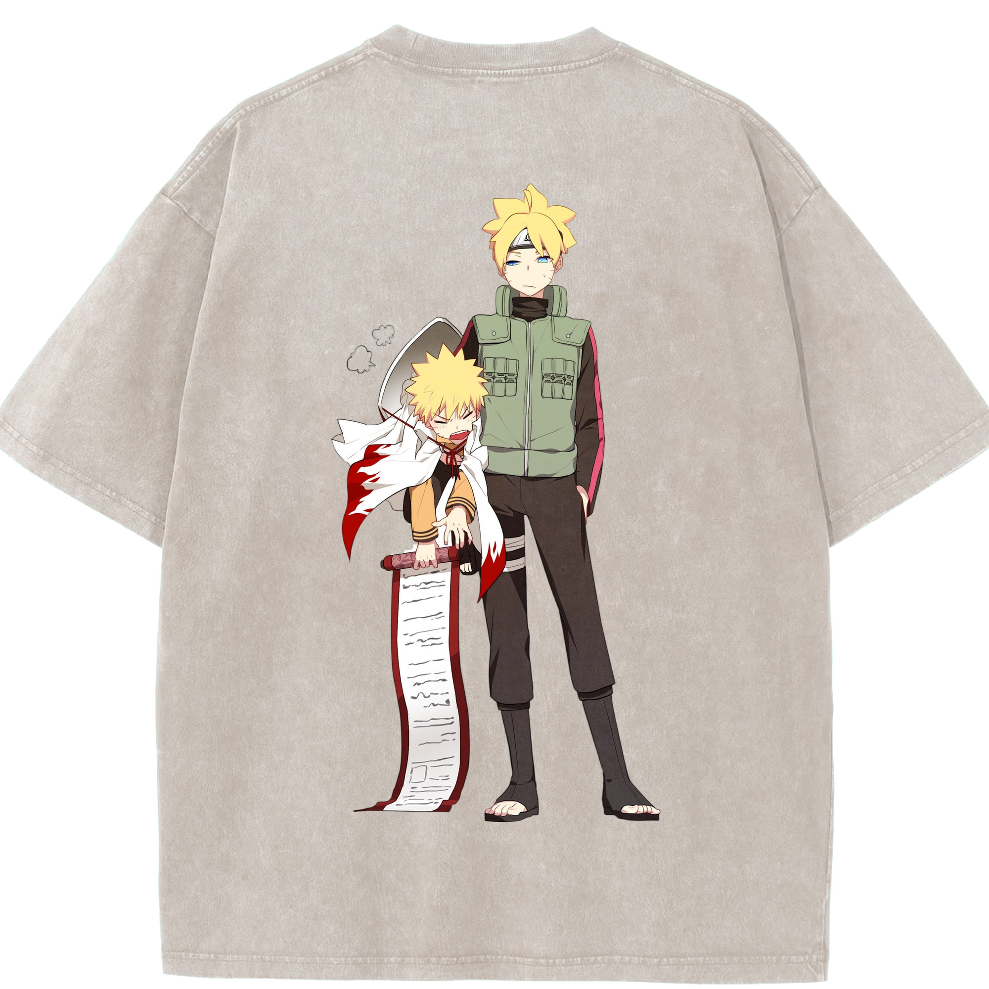 （画像用） NARUTO -ナルト- 波風 ミナト Namikaze Minato 綿100% ヴィンテージ風 半袖Tシャツ（背面プリント）