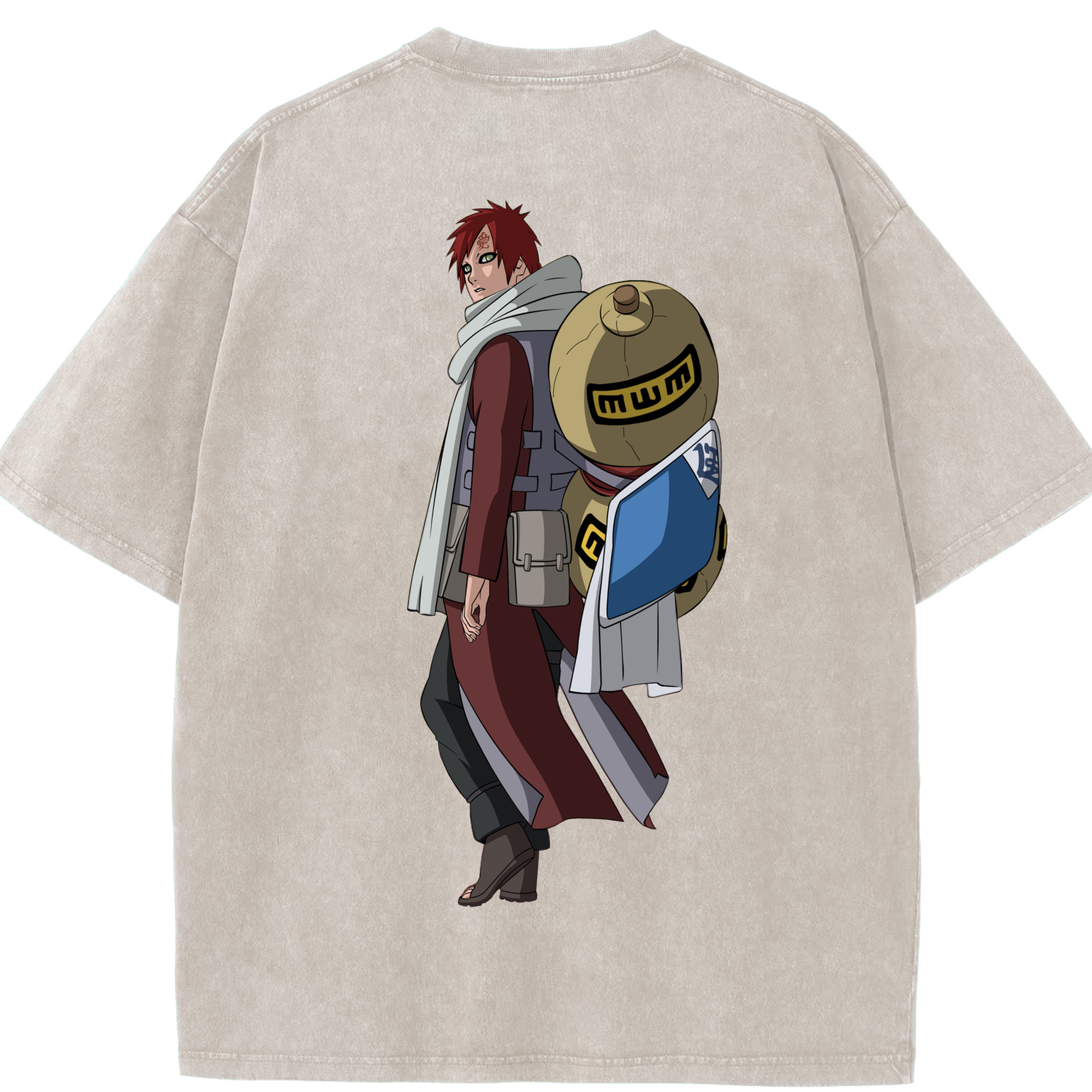 （画像用） NARUTO -ナルト- ガアラ Gaara 綿100% ヴィンテージ風 半袖Tシャツ（背面プリント）