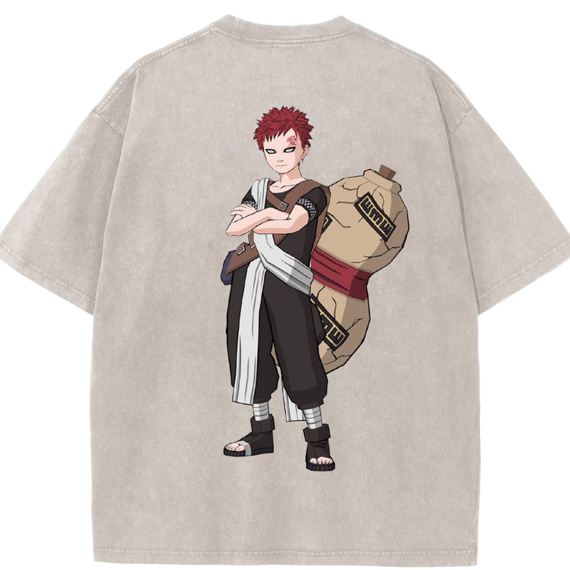 （画像用） NARUTO -ナルト- ガアラ Gaara 綿100% ヴィンテージ風 半袖Tシャツ（背面プリント）