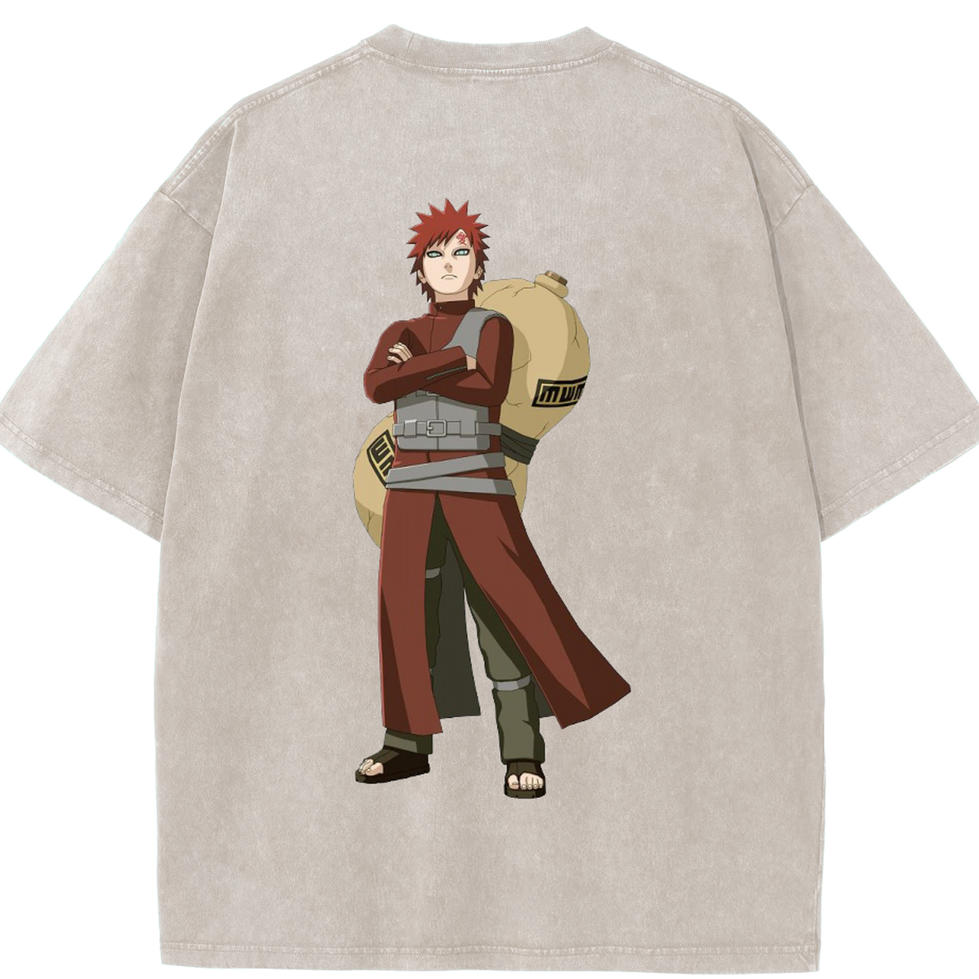 （画像用） NARUTO -ナルト- ガアラ Gaara 綿100% ヴィンテージ風 半袖Tシャツ（背面プリント）