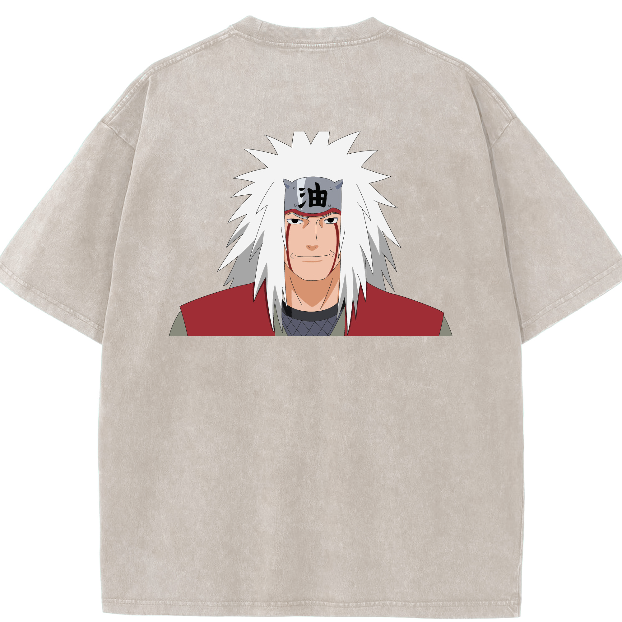 （画像用） NARUTO -ナルト- 自来也（じらいや） Jiraiya 綿100% ヴィンテージ風 半袖Tシャツ（背面プリント）