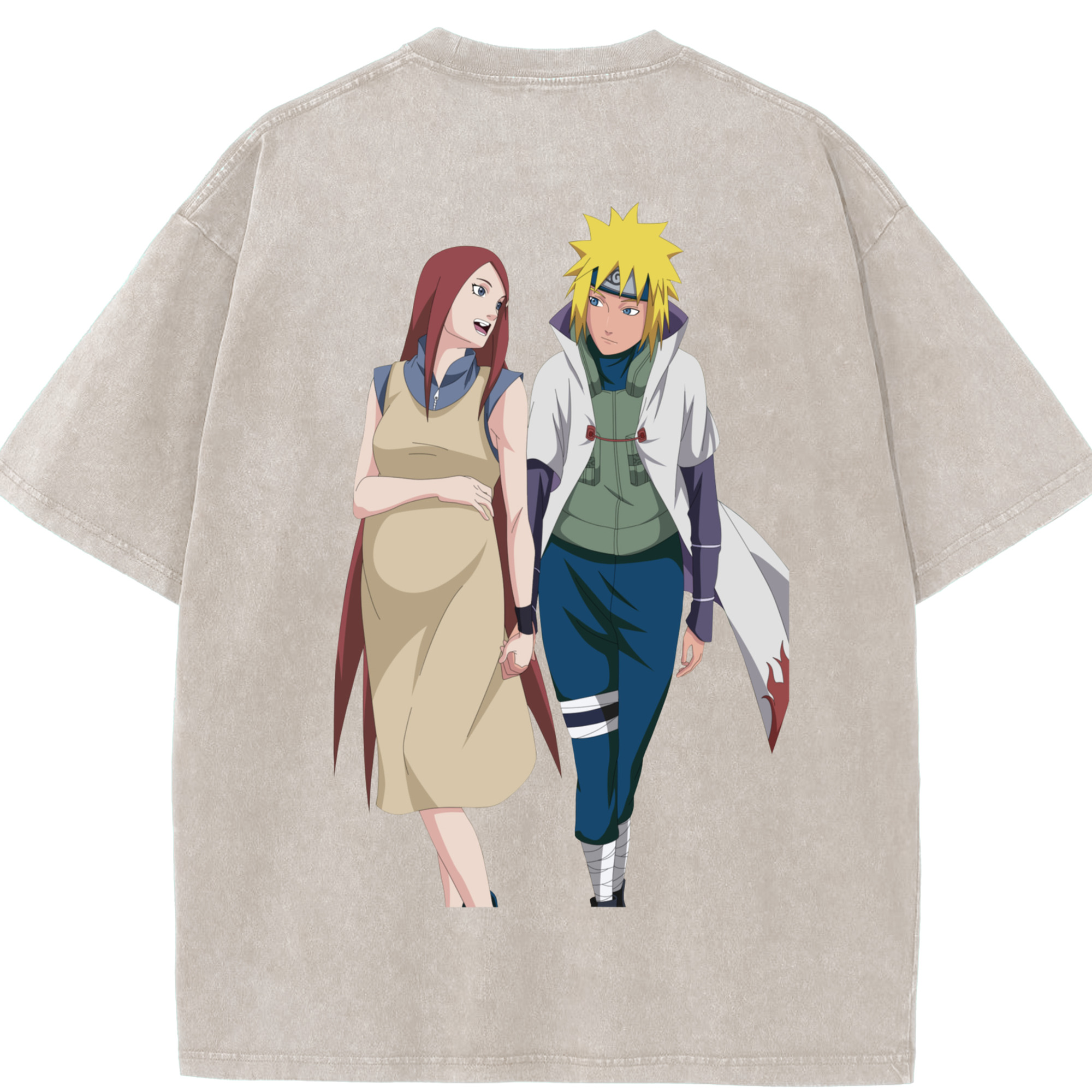 （画像用） NARUTO -ナルト- 波風 ミナト Namikaze Minato 綿100% ヴィンテージ風 半袖Tシャツ（背面プリント）