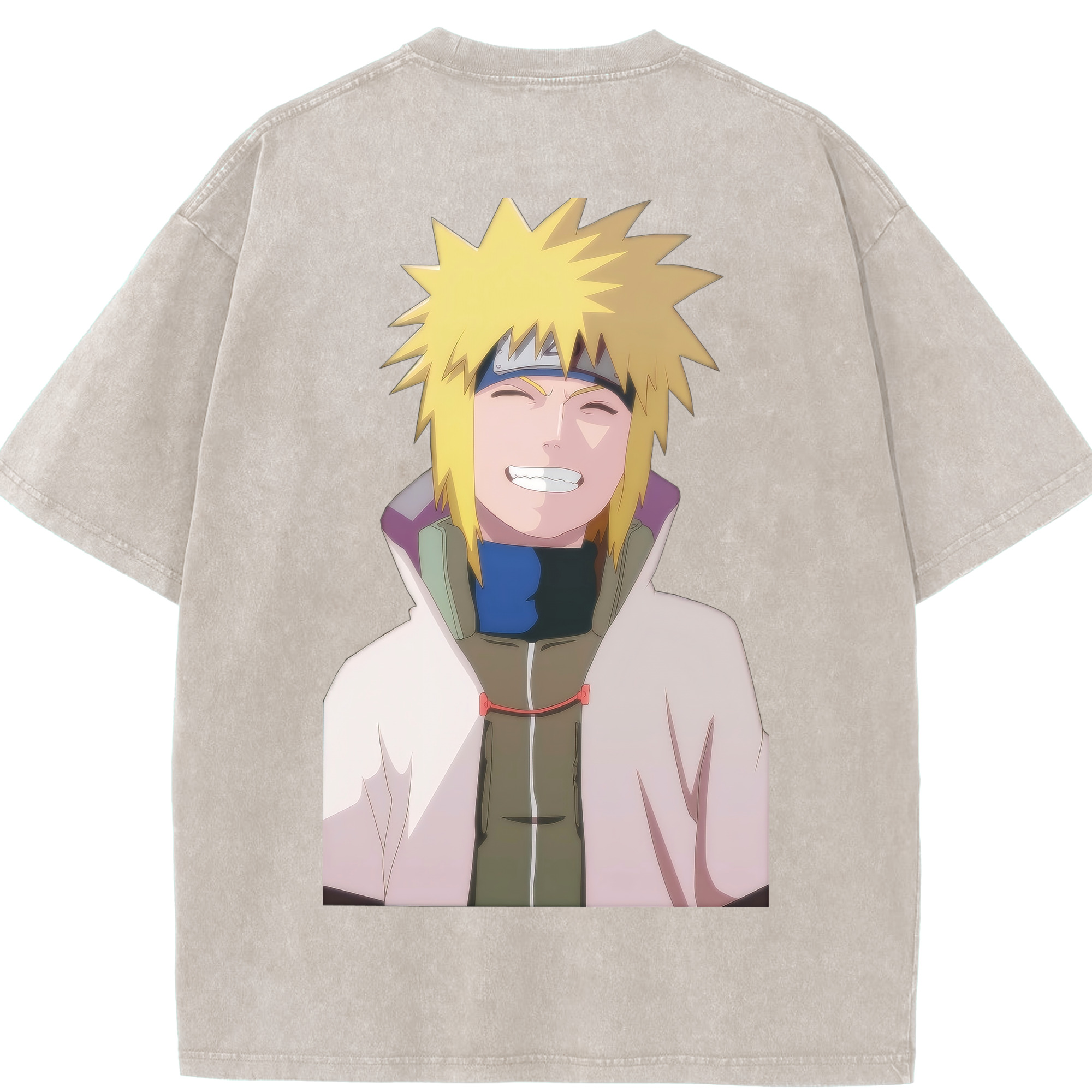 （画像用） NARUTO -ナルト- 波風 ミナト Namikaze Minato 綿100% ヴィンテージ風 半袖Tシャツ（背面プリント）