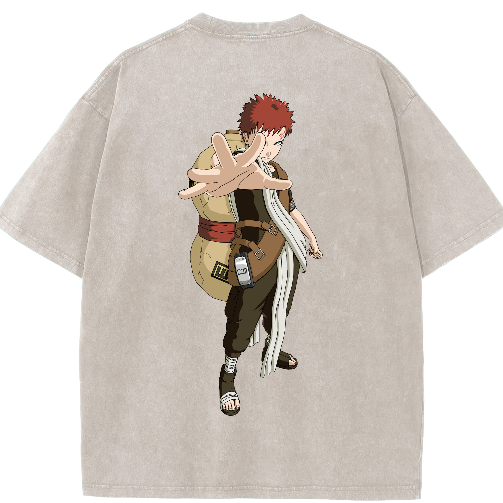 （画像用） NARUTO -ナルト- ガアラ Gaara 綿100% ヴィンテージ風 半袖Tシャツ（背面プリント）
