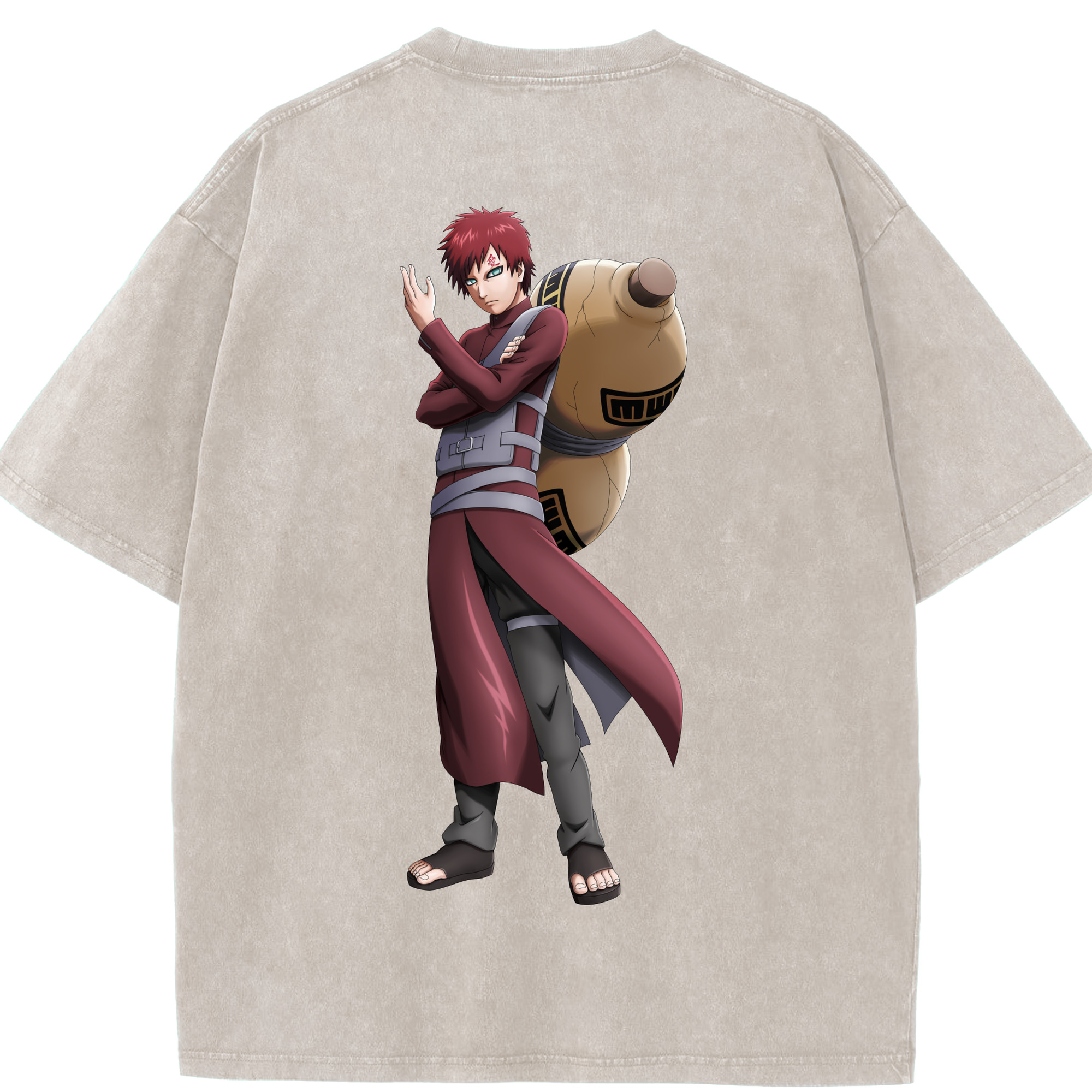 （画像用） NARUTO -ナルト- ガアラ Gaara 綿100% ヴィンテージ風 半袖Tシャツ（背面プリント）