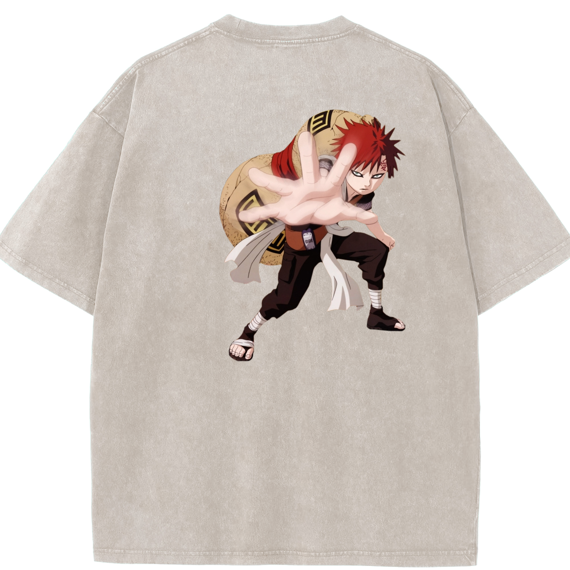 （画像用） NARUTO -ナルト- ガアラ Gaara 綿100% ヴィンテージ風 半袖Tシャツ（背面プリント）