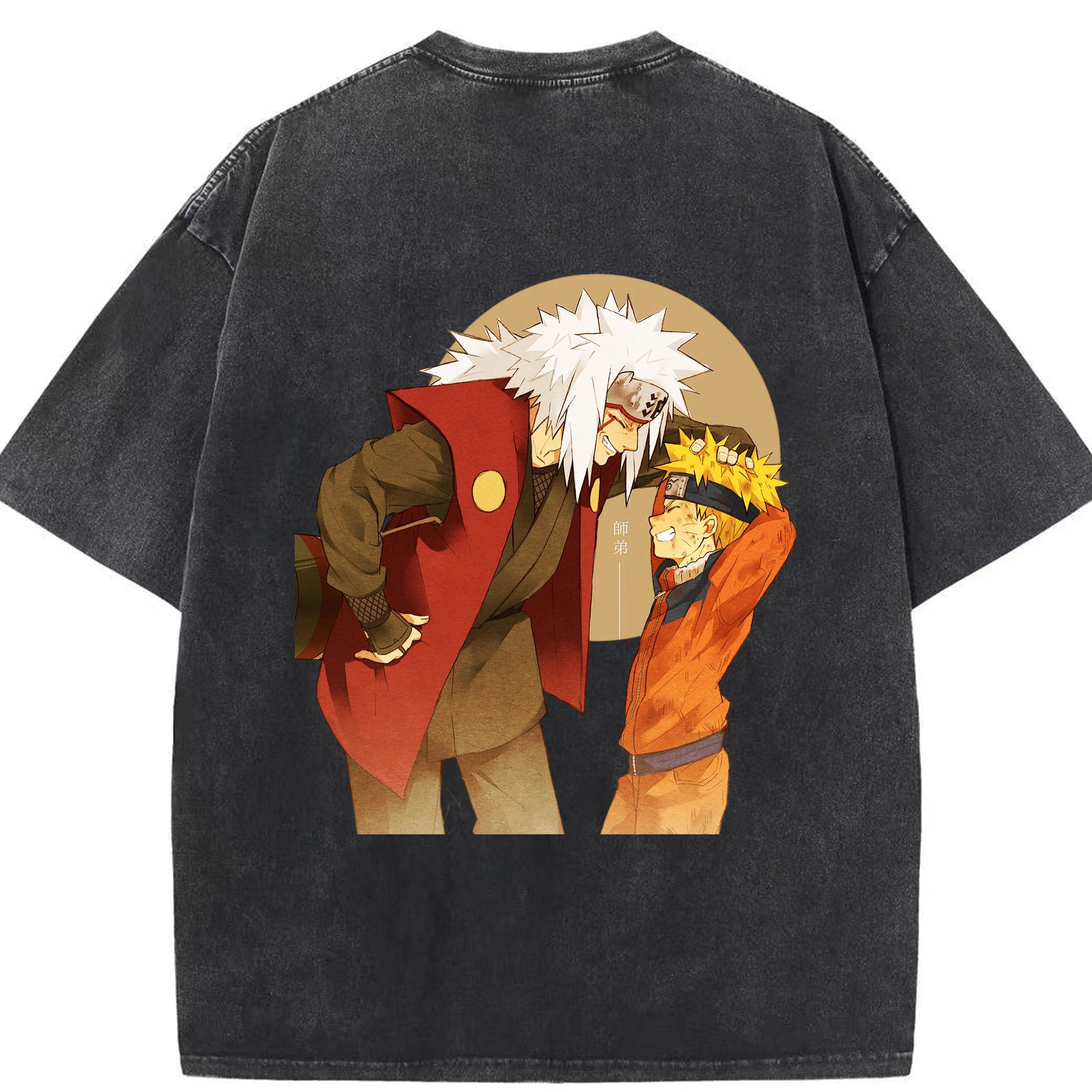 （画像用） NARUTO -ナルト- 自来也（じらいや） Jiraiya 綿100% ヴィンテージ風 半袖Tシャツ（背面プリント）