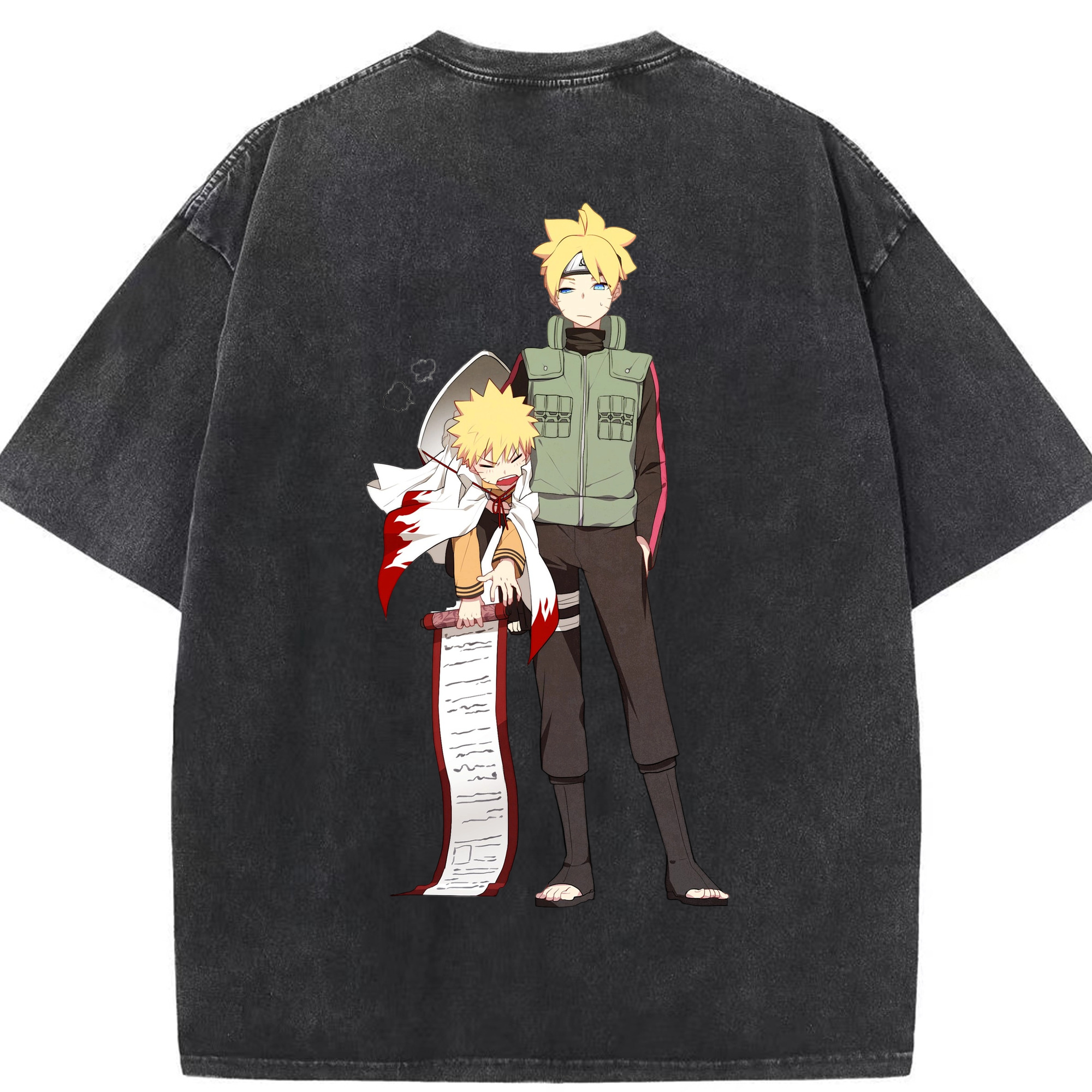 （画像用） NARUTO -ナルト- 波風 ミナト Namikaze Minato 綿100% ヴィンテージ風 半袖Tシャツ（背面プリント）
