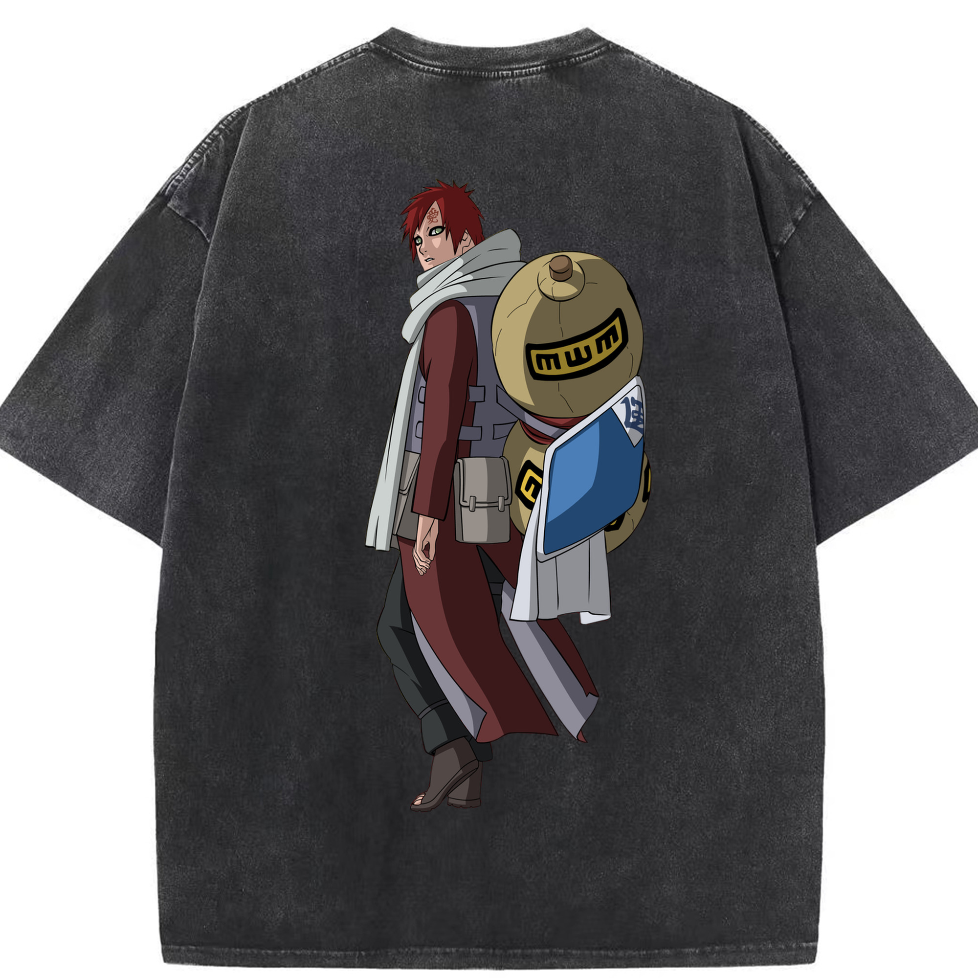 （画像用） NARUTO -ナルト- ガアラ Gaara 綿100% ヴィンテージ風 半袖Tシャツ（背面プリント）