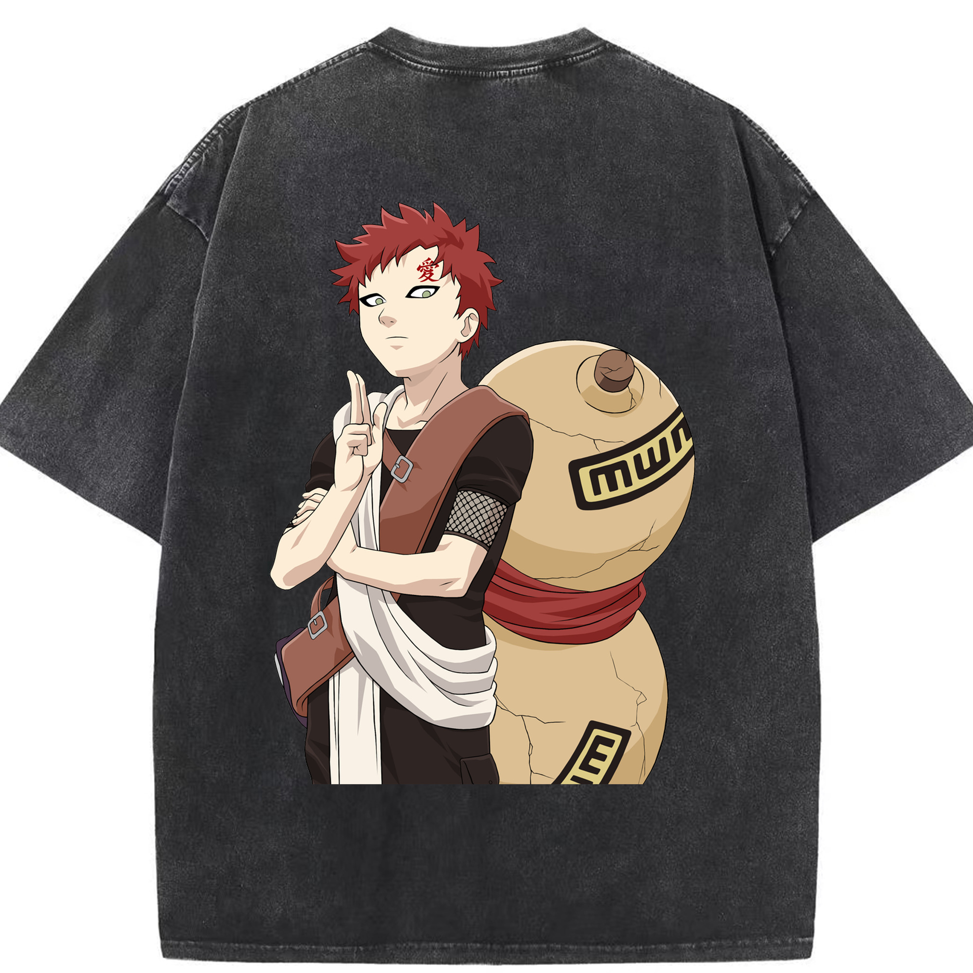 （画像用） NARUTO -ナルト- ガアラ Gaara 綿100% ヴィンテージ風 半袖Tシャツ（背面プリント）