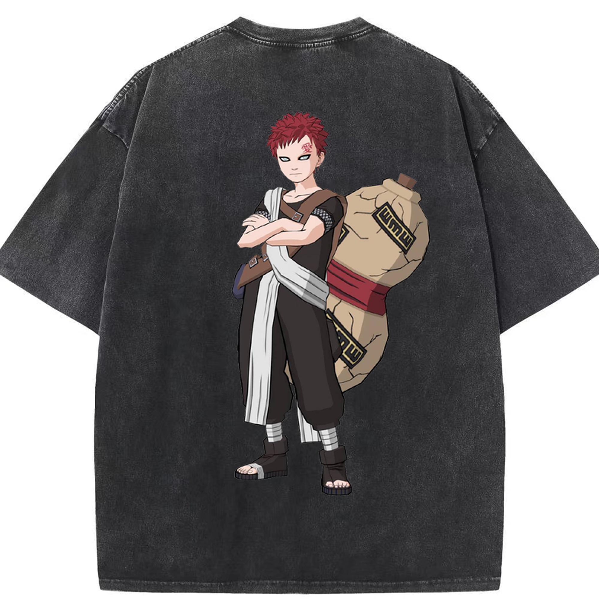 （画像用） NARUTO -ナルト- ガアラ Gaara 綿100% ヴィンテージ風 半袖Tシャツ（背面プリント）