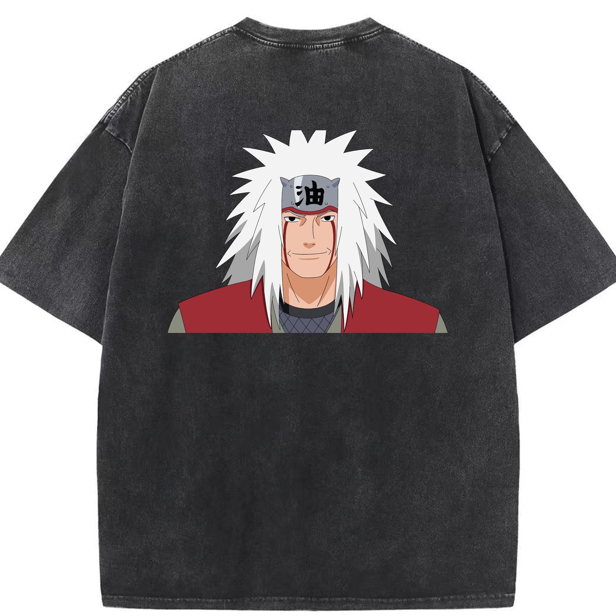 （画像用） NARUTO -ナルト- 自来也（じらいや） Jiraiya 綿100% ヴィンテージ風 半袖Tシャツ（背面プリント）