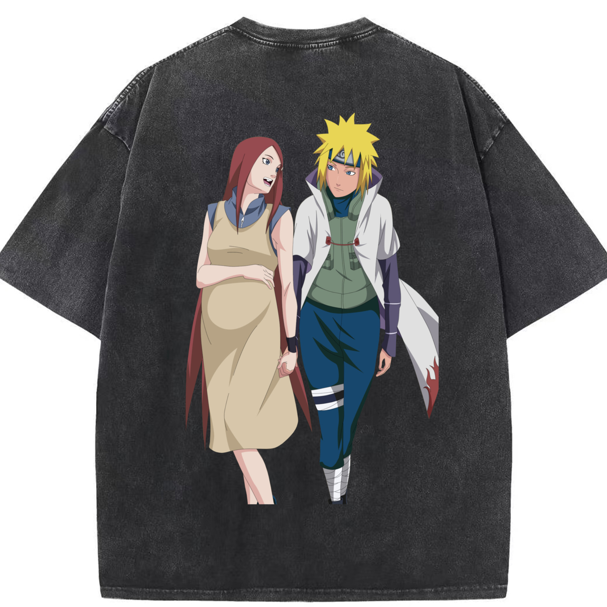 （画像用） NARUTO -ナルト- 波風 ミナト Namikaze Minato 綿100% ヴィンテージ風 半袖Tシャツ（背面プリント）