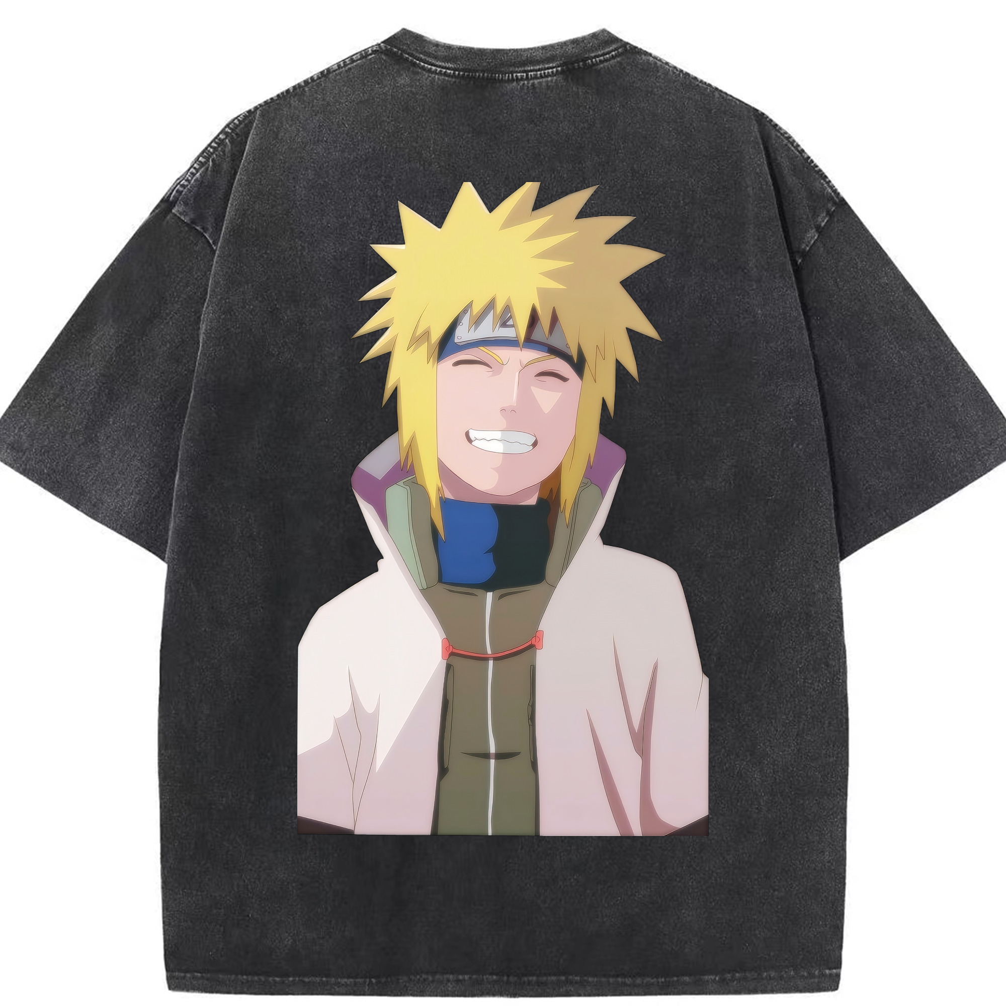 （画像用） NARUTO -ナルト- 波風 ミナト Namikaze Minato 綿100% ヴィンテージ風 半袖Tシャツ（背面プリント）