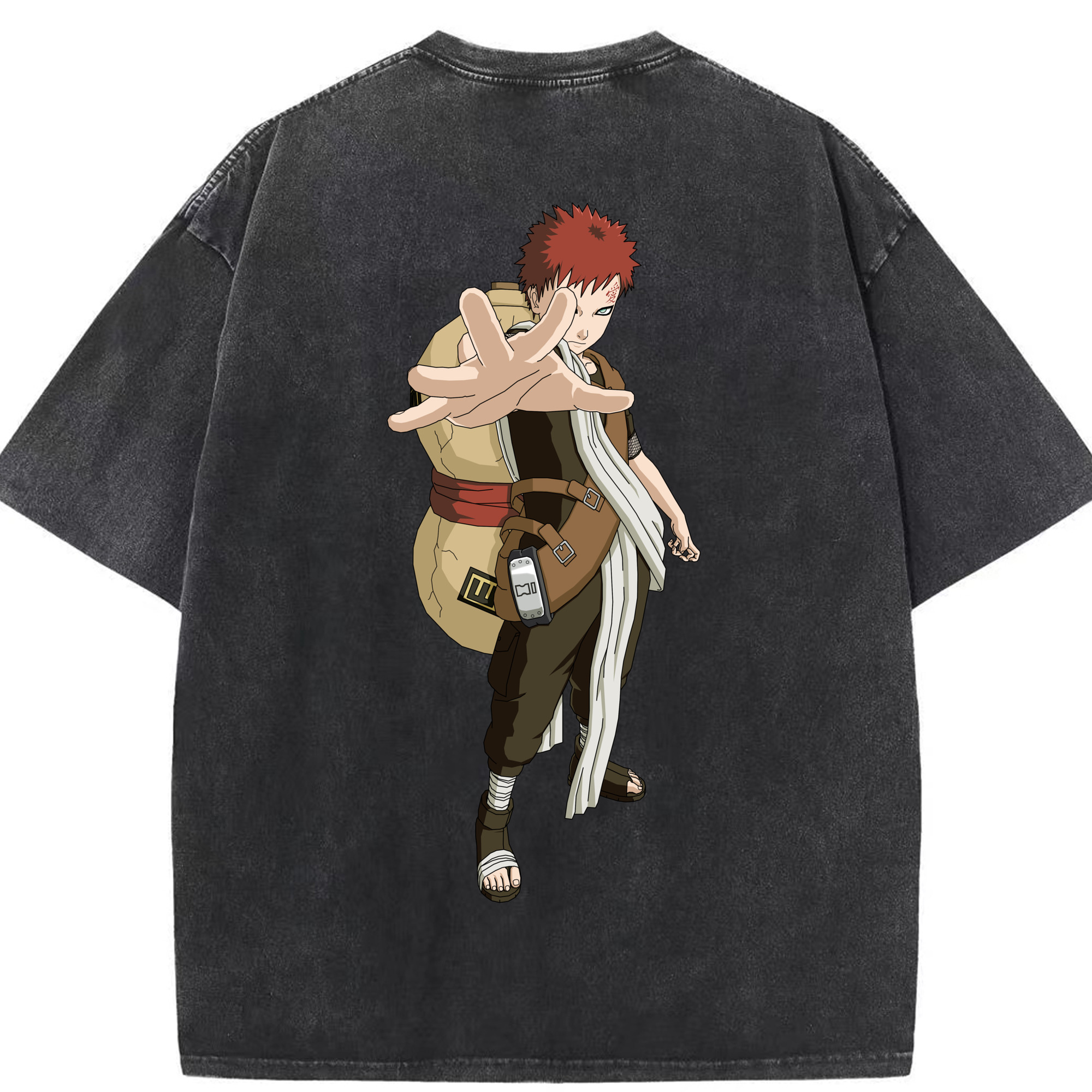 （画像用） NARUTO -ナルト- ガアラ Gaara 綿100% ヴィンテージ風 半袖Tシャツ（背面プリント）