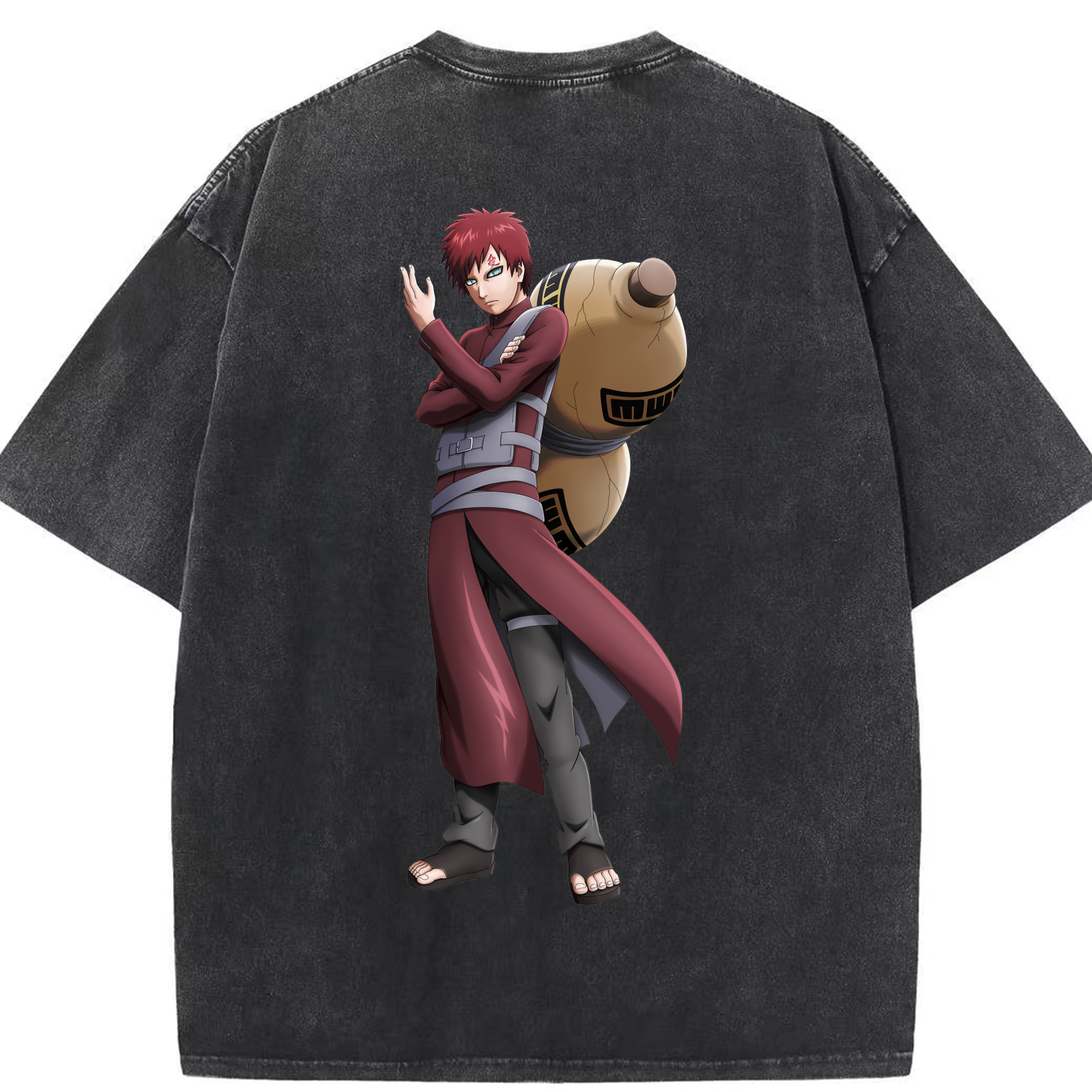（画像用） NARUTO -ナルト- ガアラ Gaara 綿100% ヴィンテージ風 半袖Tシャツ（背面プリント）