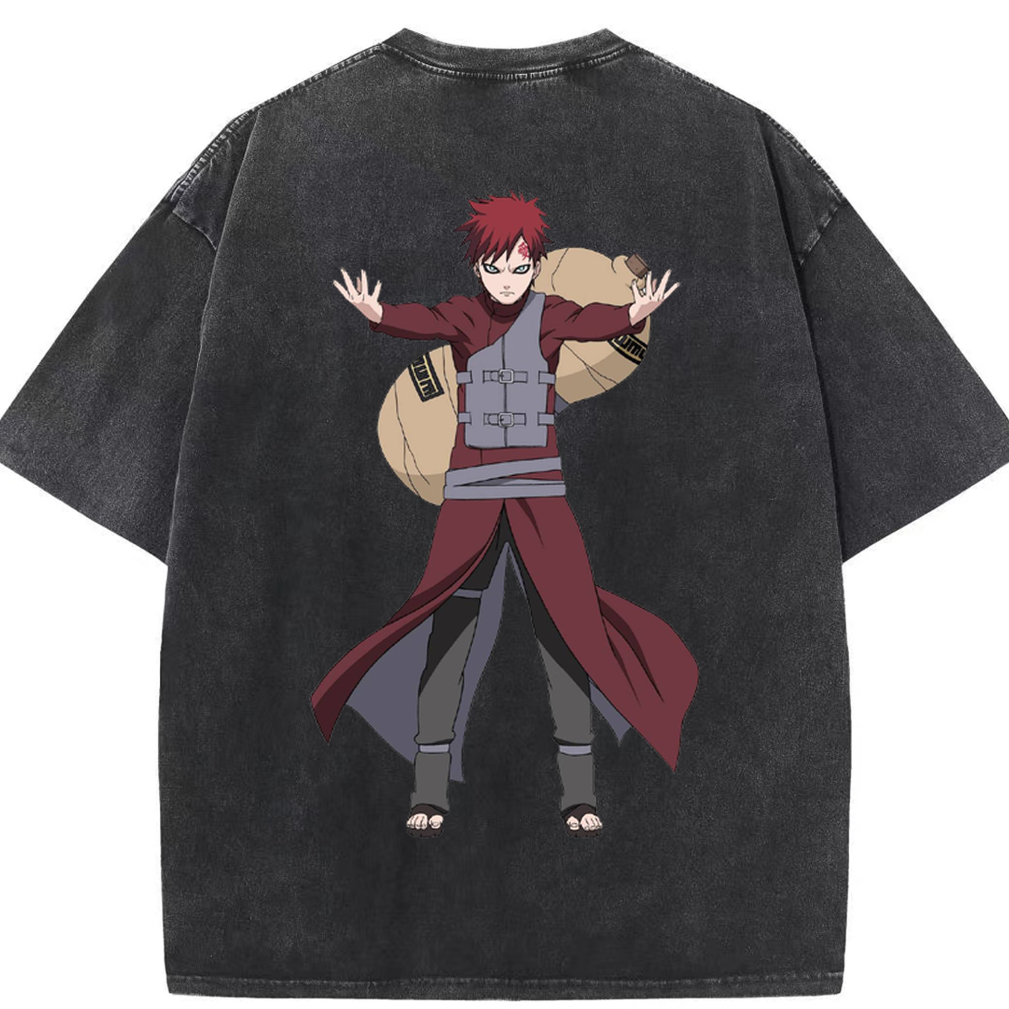 （画像用） NARUTO -ナルト- ガアラ Gaara 綿100% ヴィンテージ風 半袖Tシャツ（背面プリント）
