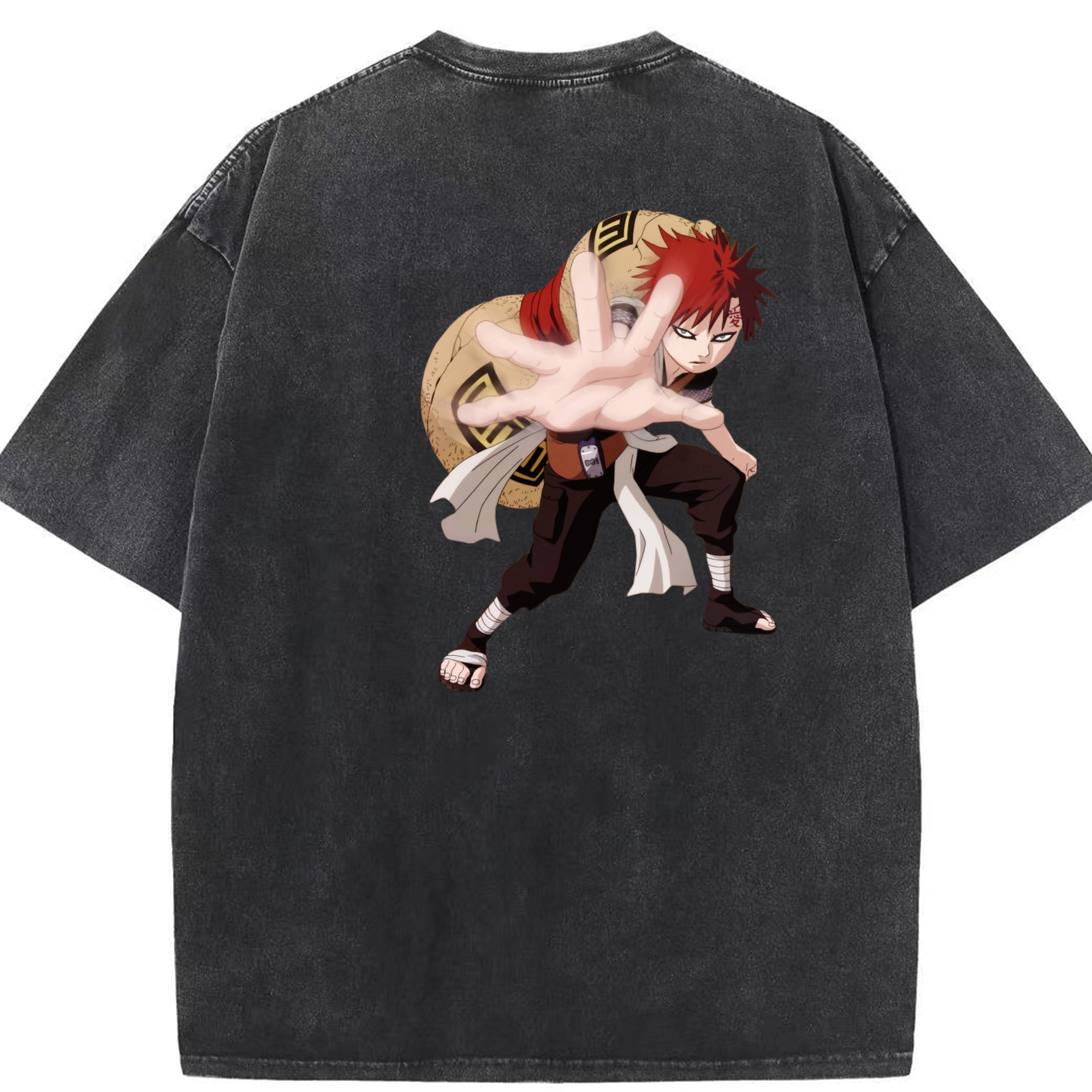 （画像用） NARUTO -ナルト- ガアラ Gaara 綿100% ヴィンテージ風 半袖Tシャツ（背面プリント）