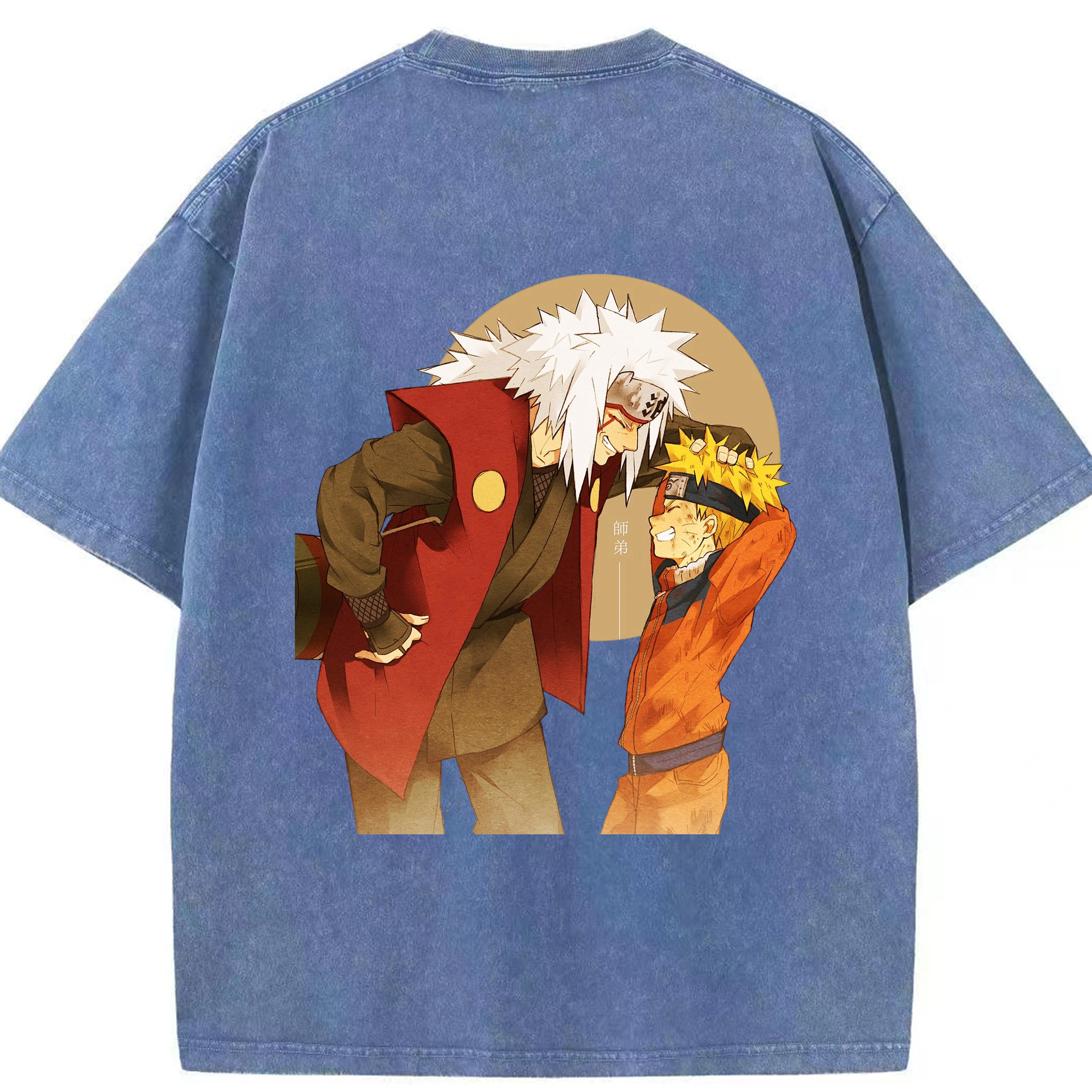 （画像用） NARUTO -ナルト- 自来也（じらいや） Jiraiya 綿100% ヴィンテージ風 半袖Tシャツ（背面プリント）