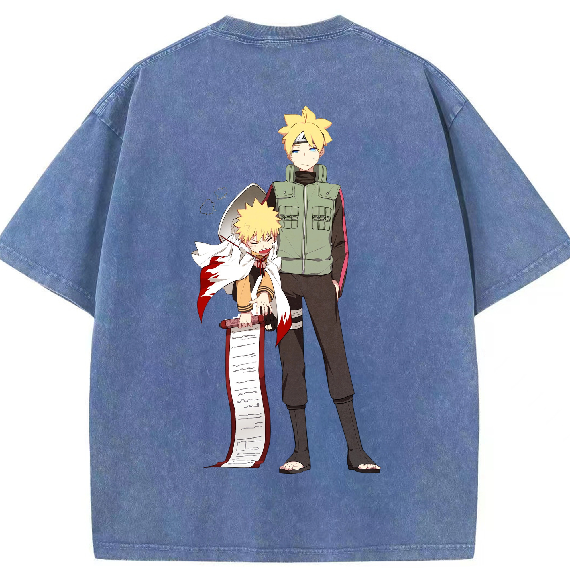 （画像用） NARUTO -ナルト- 波風 ミナト Namikaze Minato 綿100% ヴィンテージ風 半袖Tシャツ（背面プリント）