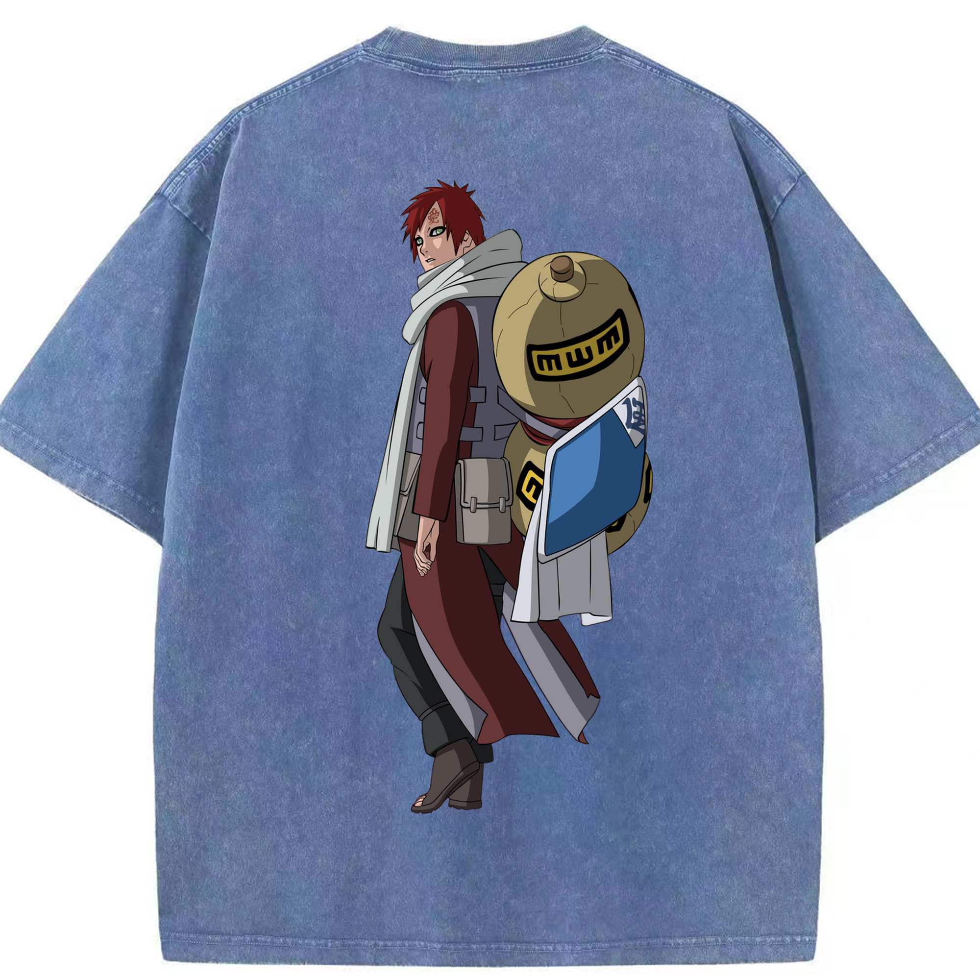 （画像用） NARUTO -ナルト- ガアラ Gaara 綿100% ヴィンテージ風 半袖Tシャツ（背面プリント）