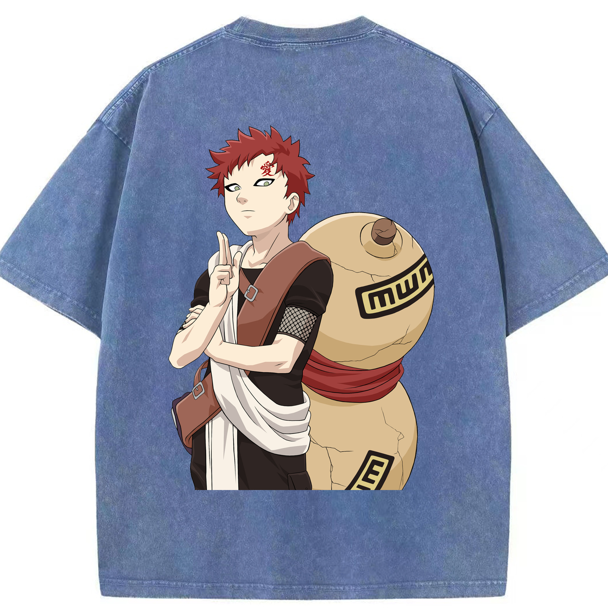 （画像用） NARUTO -ナルト- ガアラ Gaara 綿100% ヴィンテージ風 半袖Tシャツ（背面プリント）