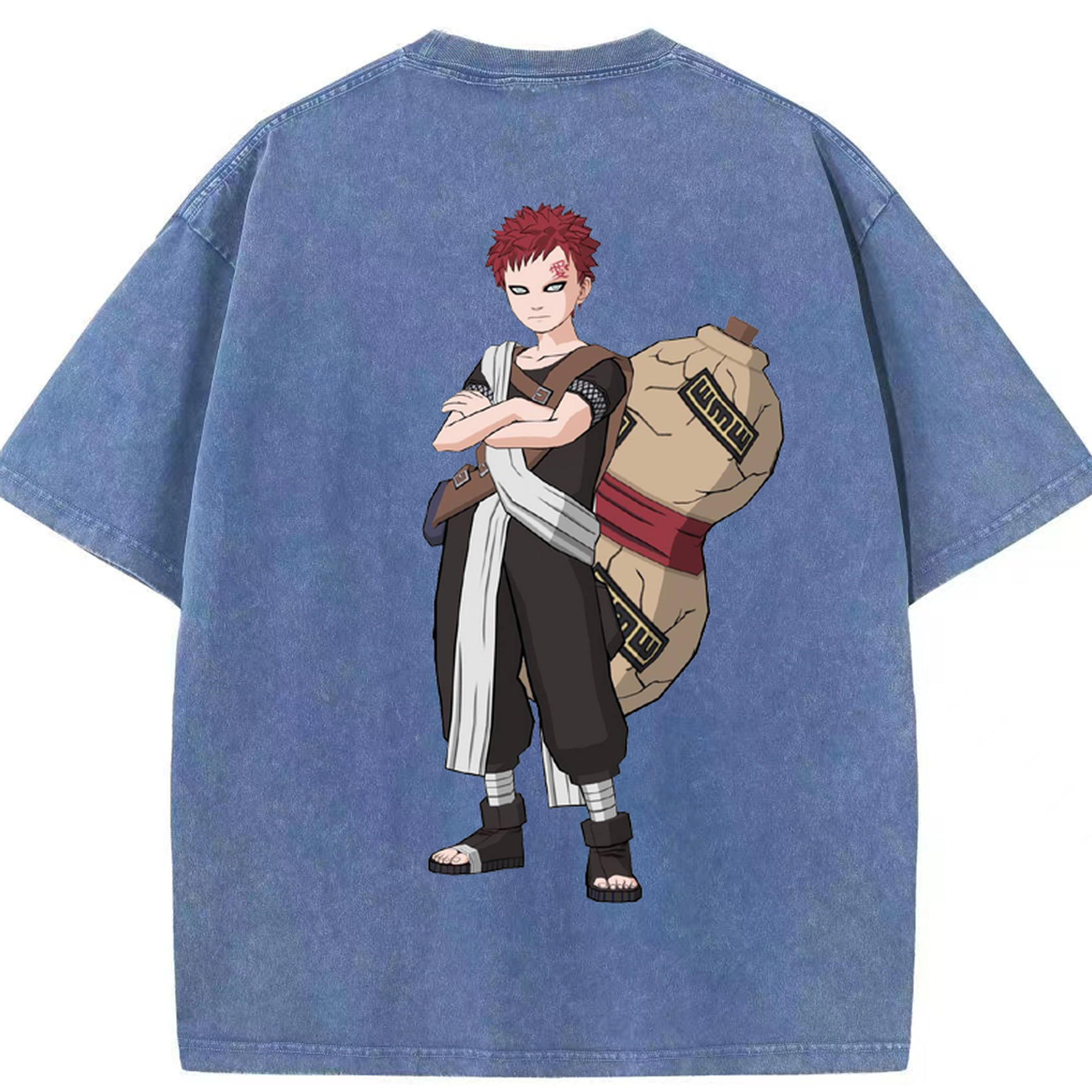 （画像用） NARUTO -ナルト- ガアラ Gaara 綿100% ヴィンテージ風 半袖Tシャツ（背面プリント）