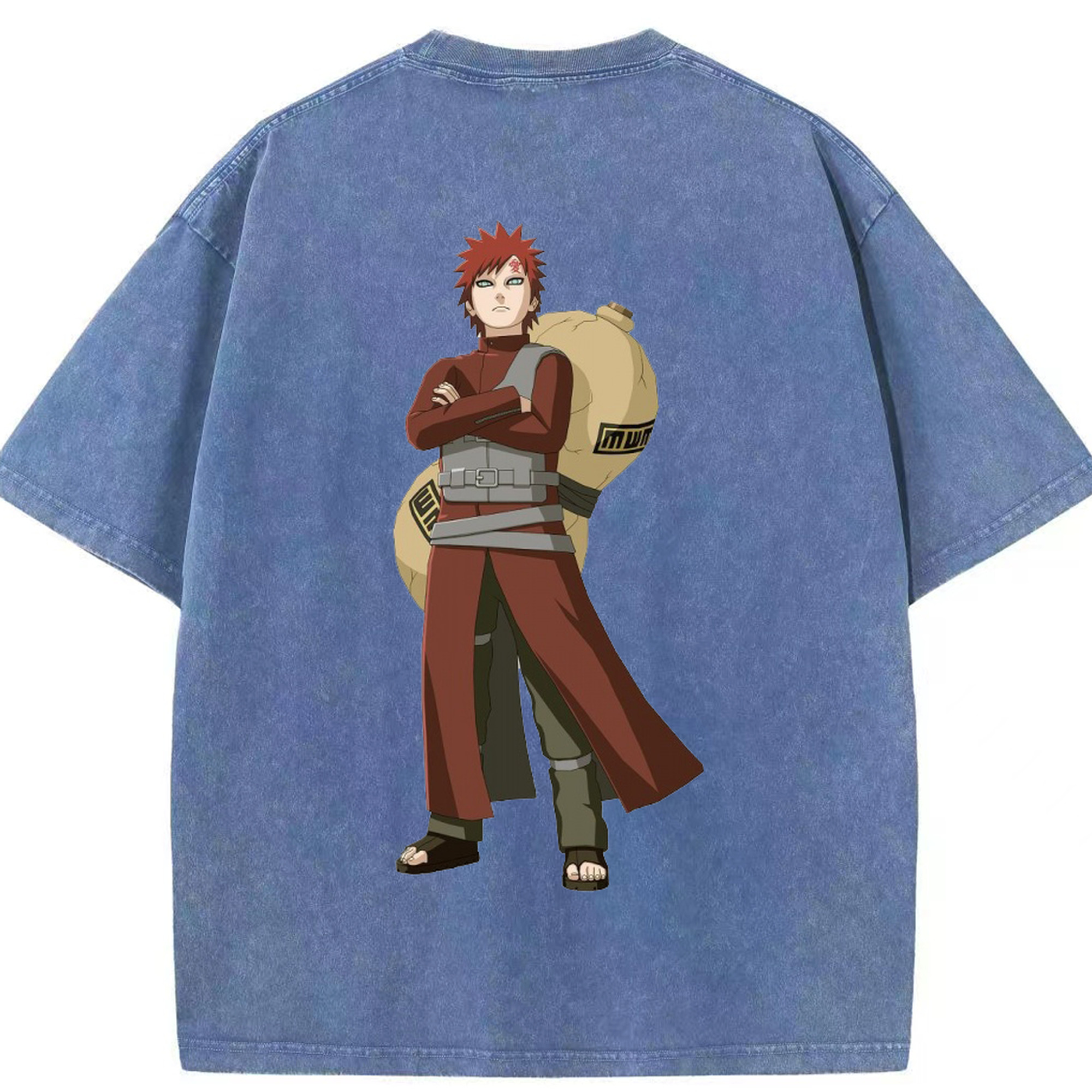（画像用） NARUTO -ナルト- ガアラ Gaara 綿100% ヴィンテージ風 半袖Tシャツ（背面プリント）