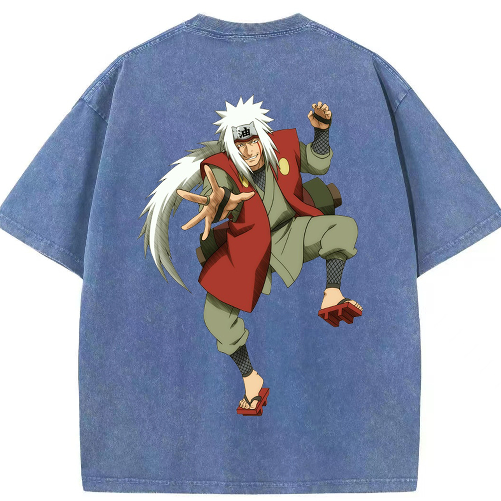 （画像用） NARUTO -ナルト- 自来也（じらいや） Jiraiya 綿100% ヴィンテージ風 半袖Tシャツ（背面プリント）