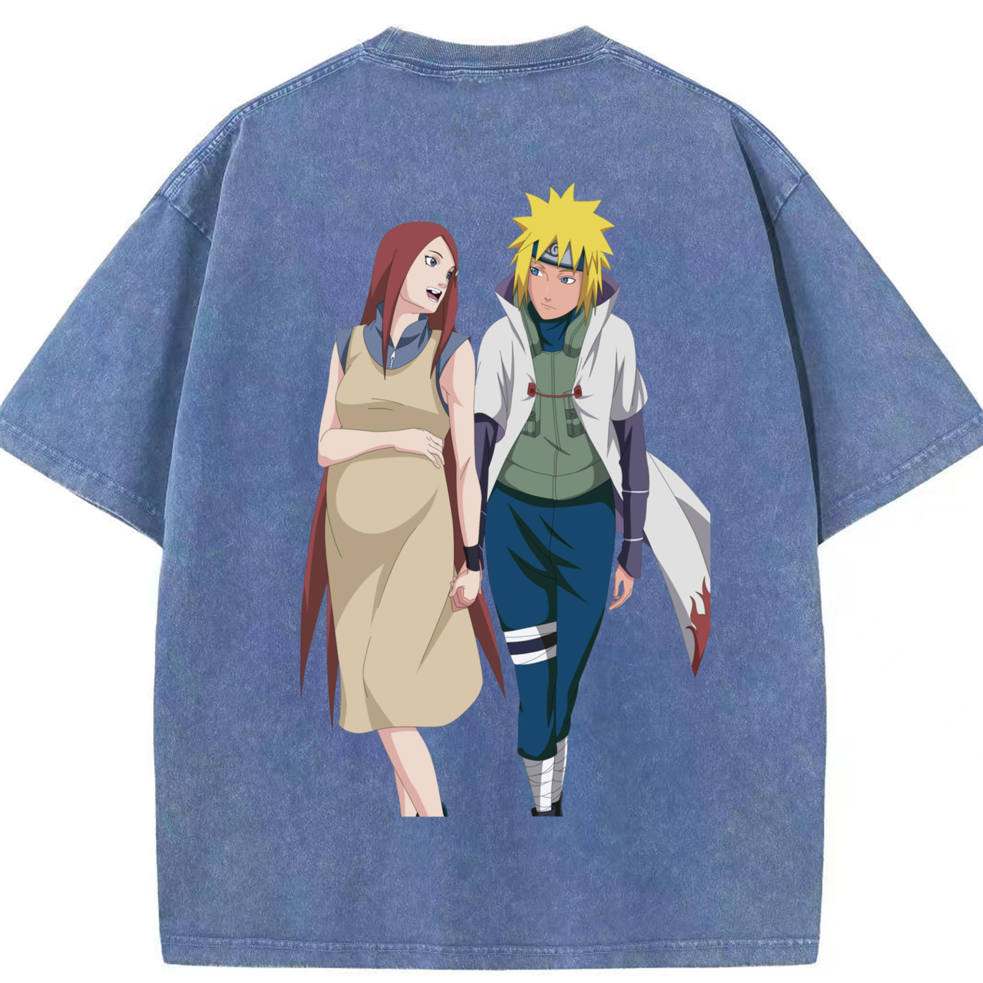 （画像用） NARUTO -ナルト- 波風 ミナト Namikaze Minato 綿100% ヴィンテージ風 半袖Tシャツ（背面プリント）