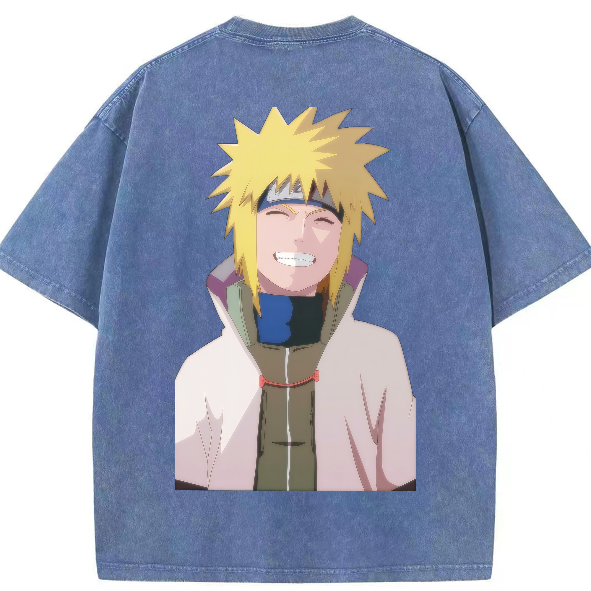 （画像用） NARUTO -ナルト- 波風 ミナト Namikaze Minato 綿100% ヴィンテージ風 半袖Tシャツ（背面プリント）