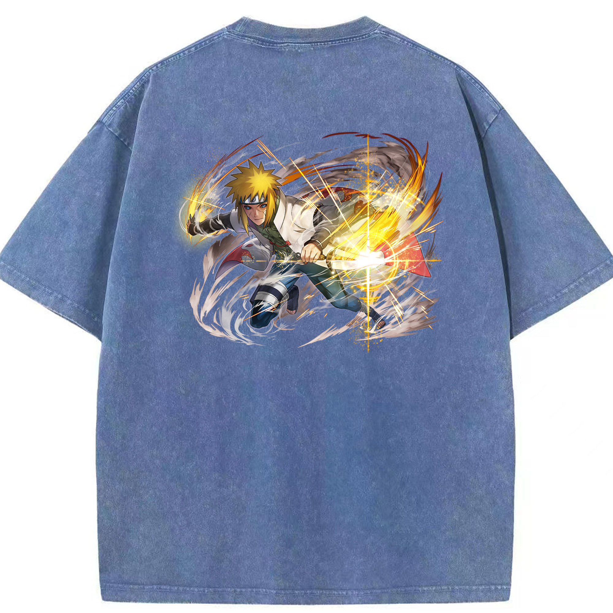 （画像用） NARUTO -ナルト- 波風 ミナト Namikaze Minato 綿100% ヴィンテージ風 半袖Tシャツ（背面プリント）