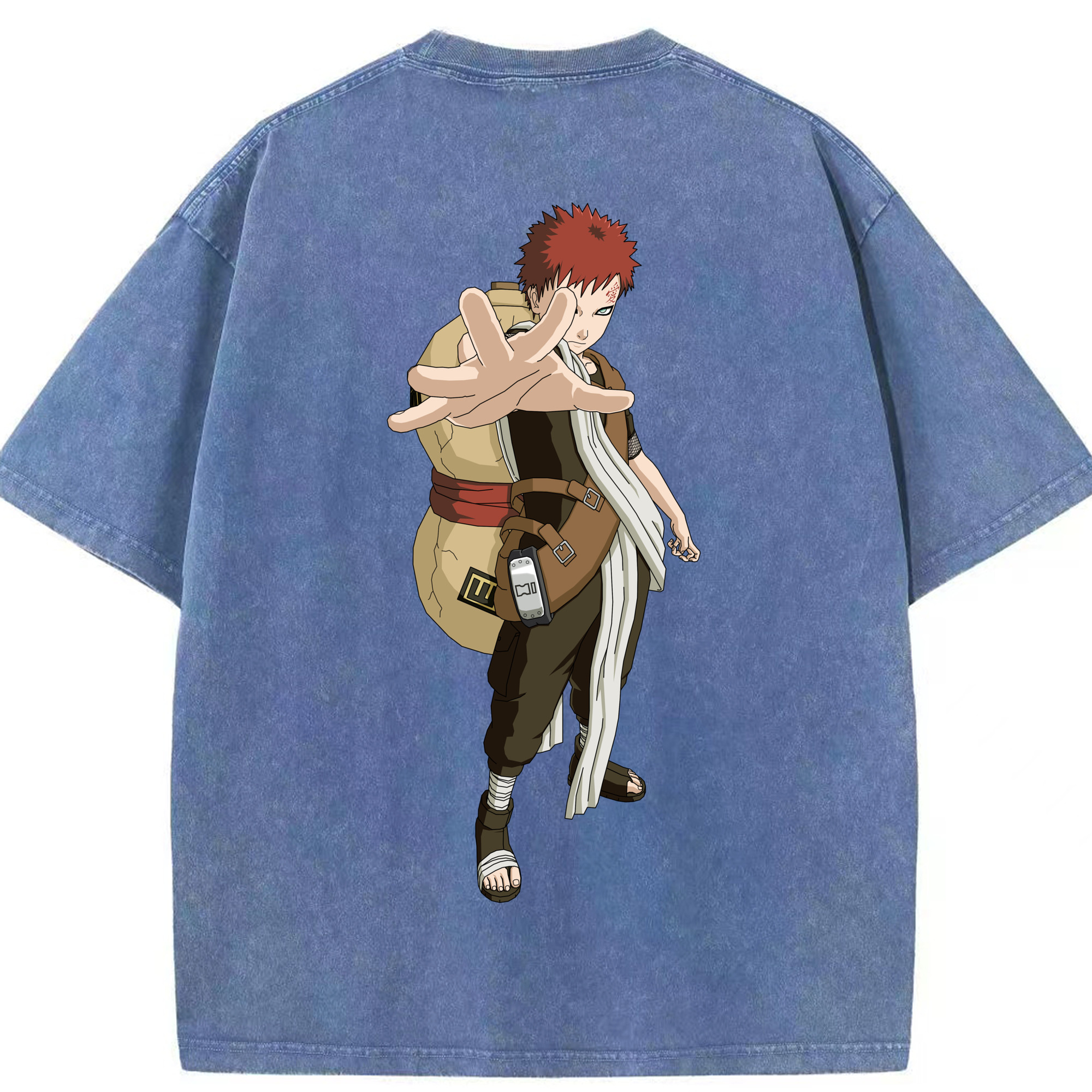 （画像用） NARUTO -ナルト- ガアラ Gaara 綿100% ヴィンテージ風 半袖Tシャツ（背面プリント）